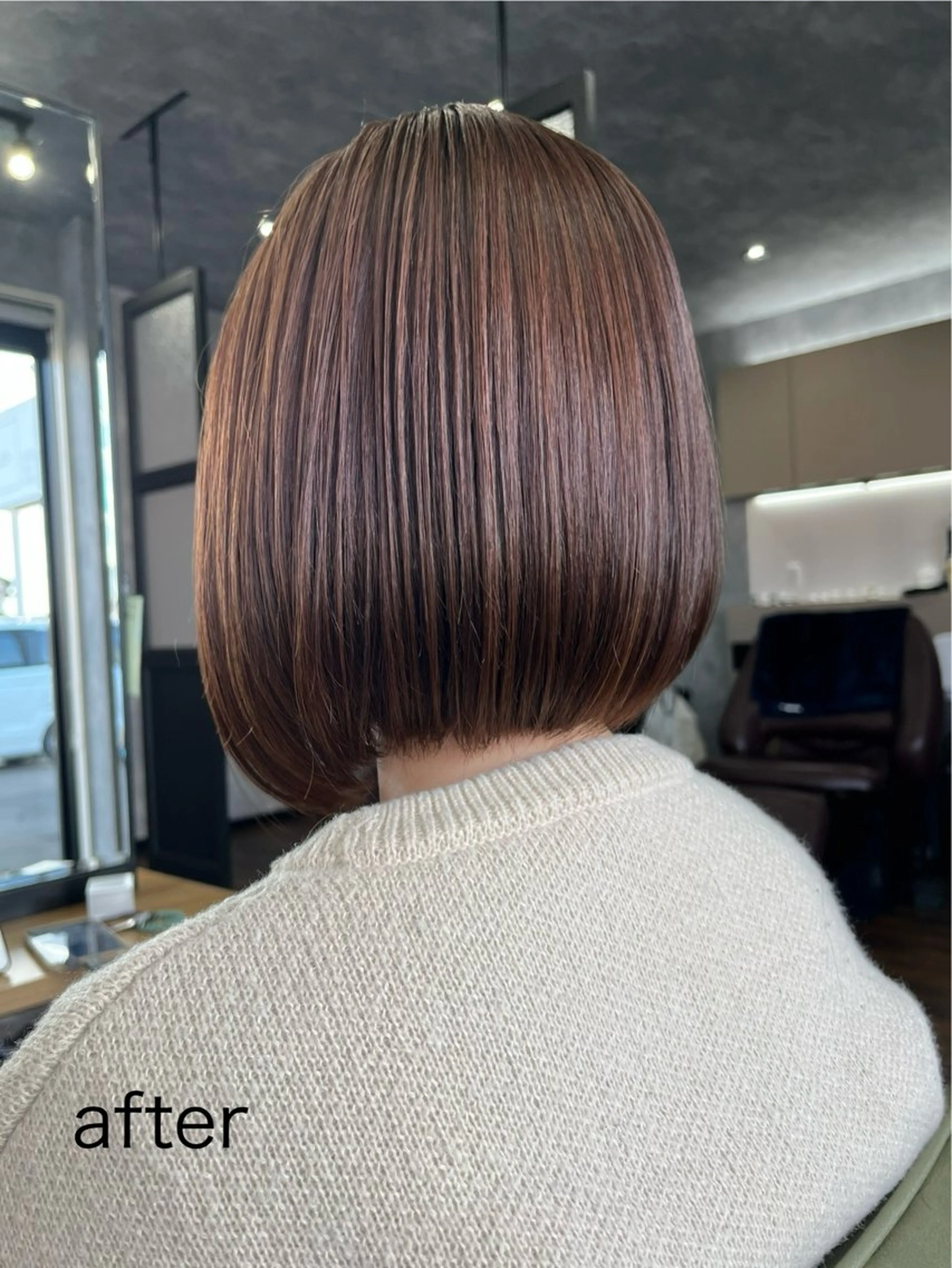 ショート カラー 前下がりボブ ブラウンカラー ピンクカラー ボブ 〜tie.hairsalon所属・〜tiehair 小幡のヘアスタイル