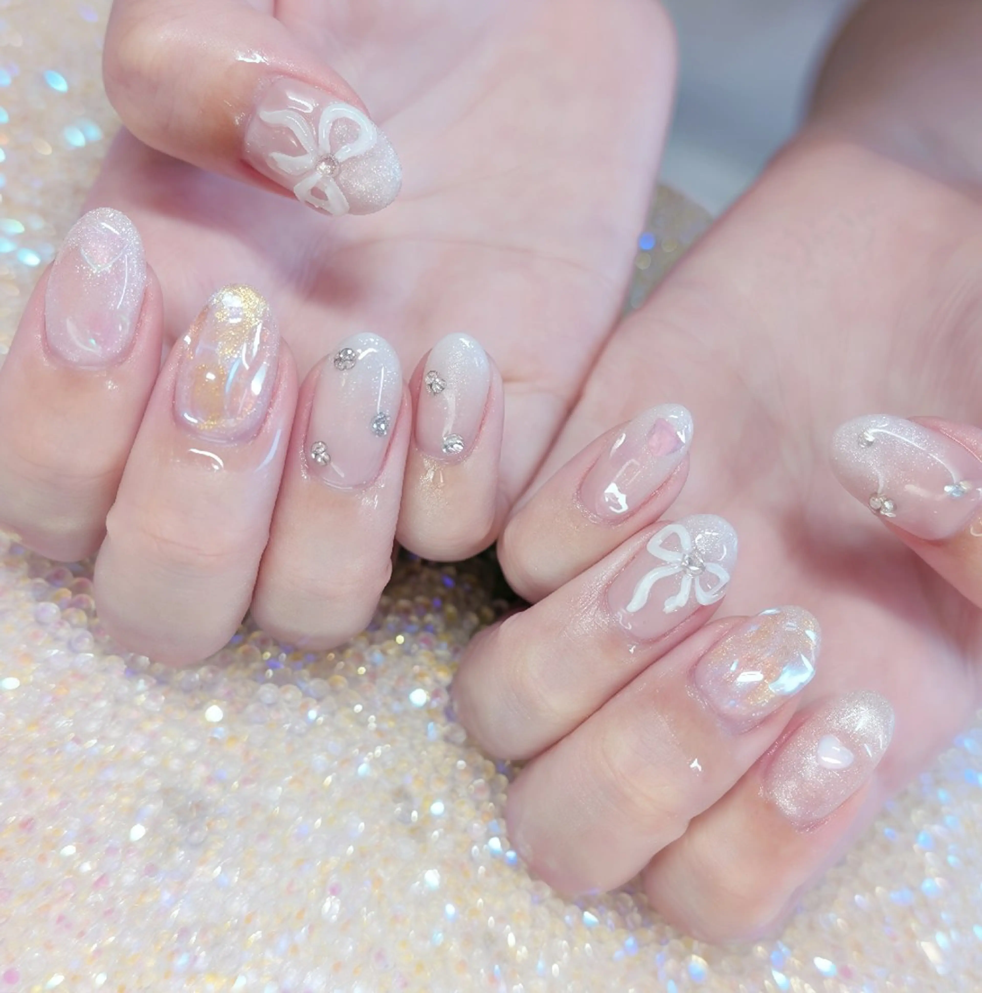 ネイル 長さ出し ハート 韓国ネイル マグネットネイル ニュアンスネイル ハンドネイル I LOVE ME NAIL.。.:*♡のネイルデザイン