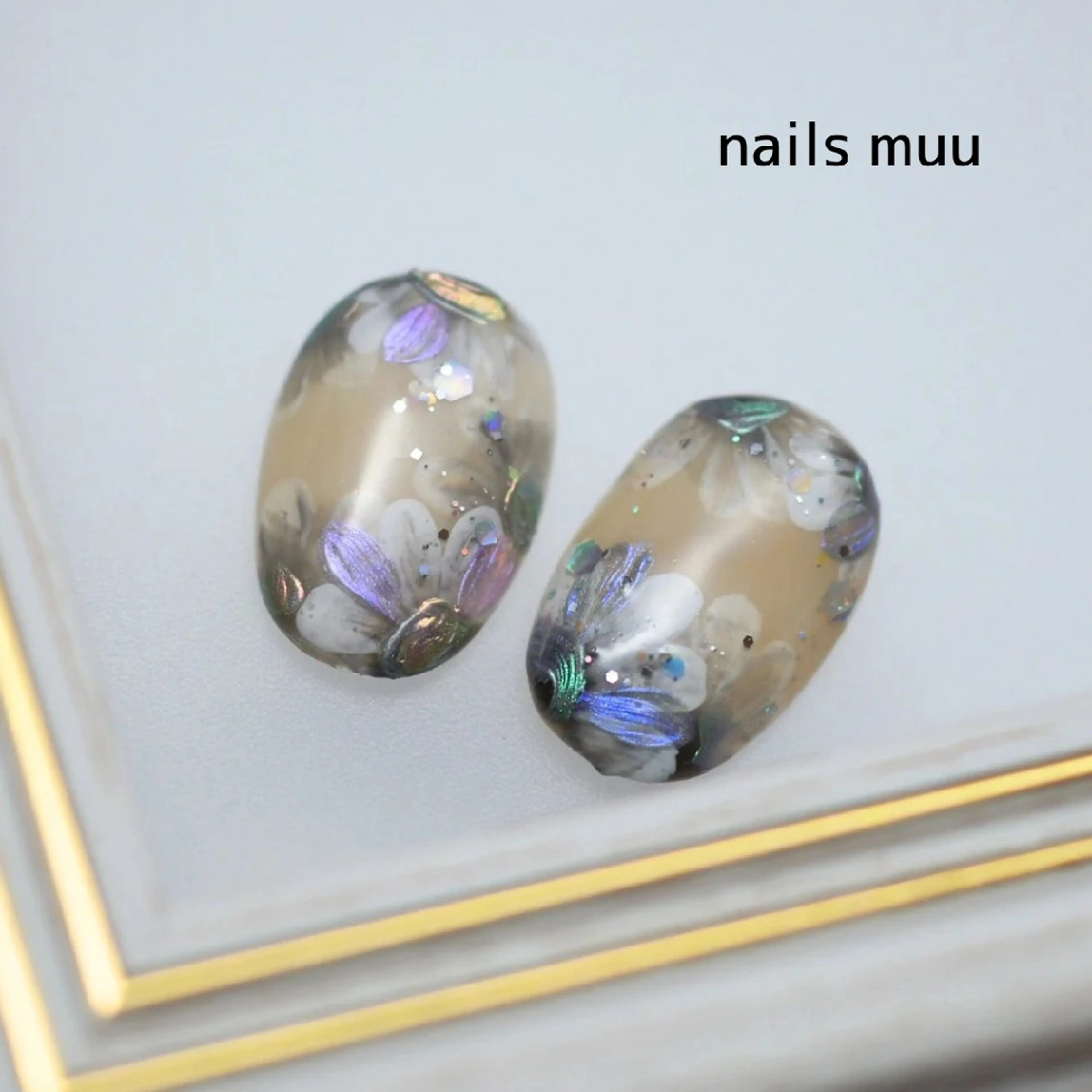 ネイル アートネイル クリアネイル フラワーネイル ショートネイル 春ネイル ハンドネイル nails muu まゆのネイルデザイン