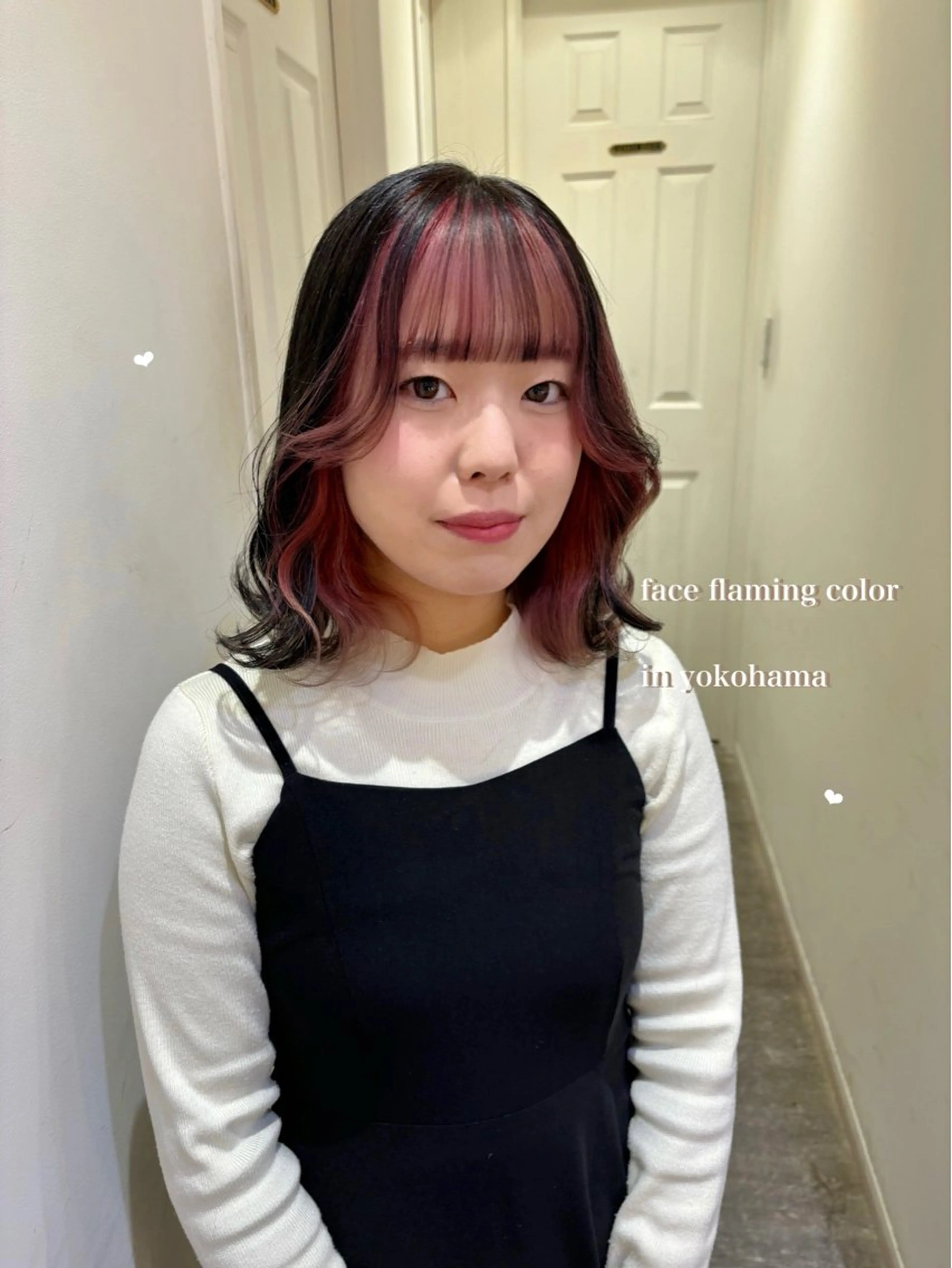 ミディアム カラー ミストバング ブリーチ  フェイスフレーミング ピンクカラー エクステ/ハイトーン 🐏☁️miminaのヘアスタイル