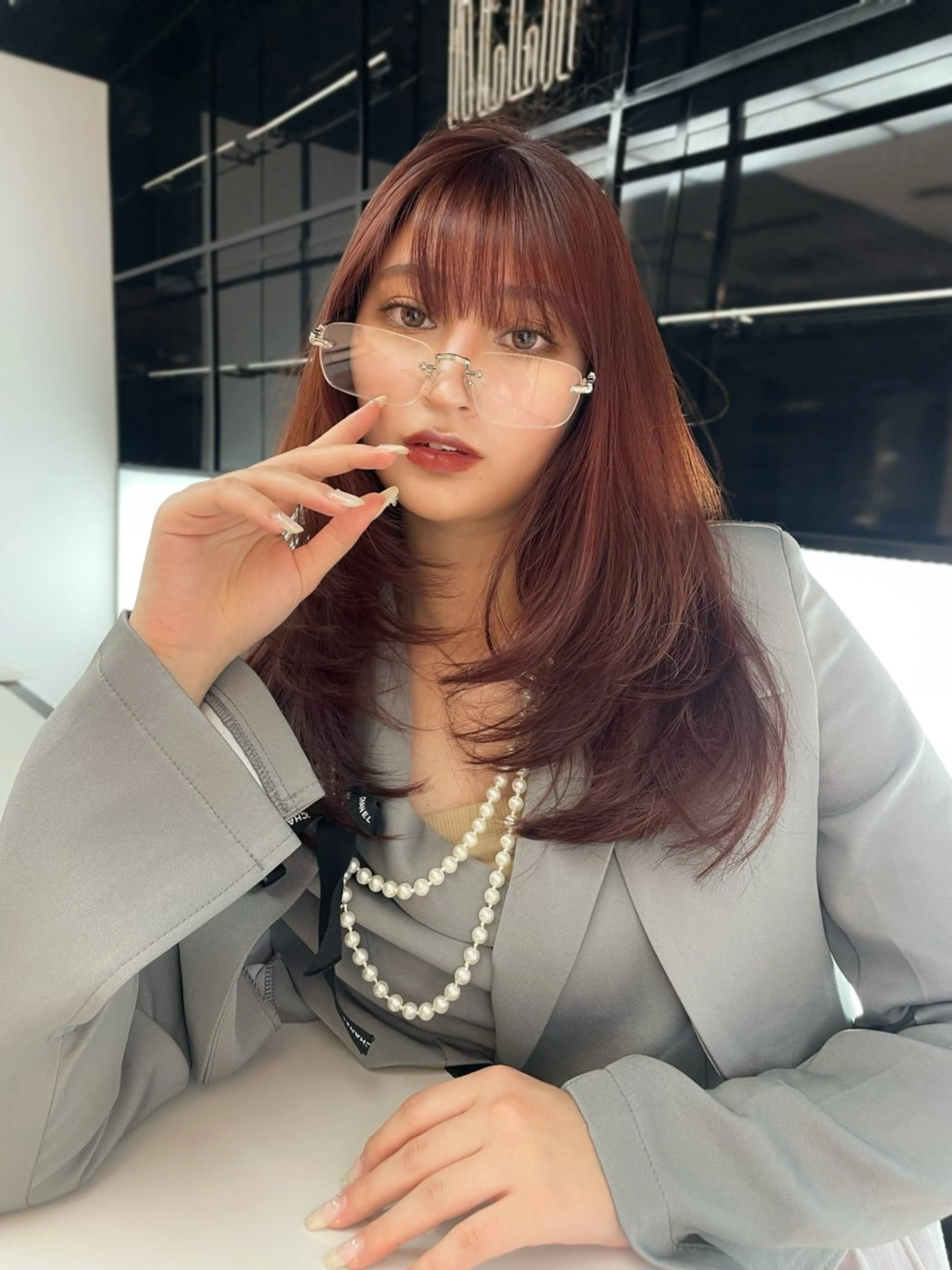 ロング カラー レッドカラー レイヤーカット カット ヘアカラー トリートメント keen 吉祥寺所属・【韓国❤️海外ヘア】 AYAKAのヘアスタイル