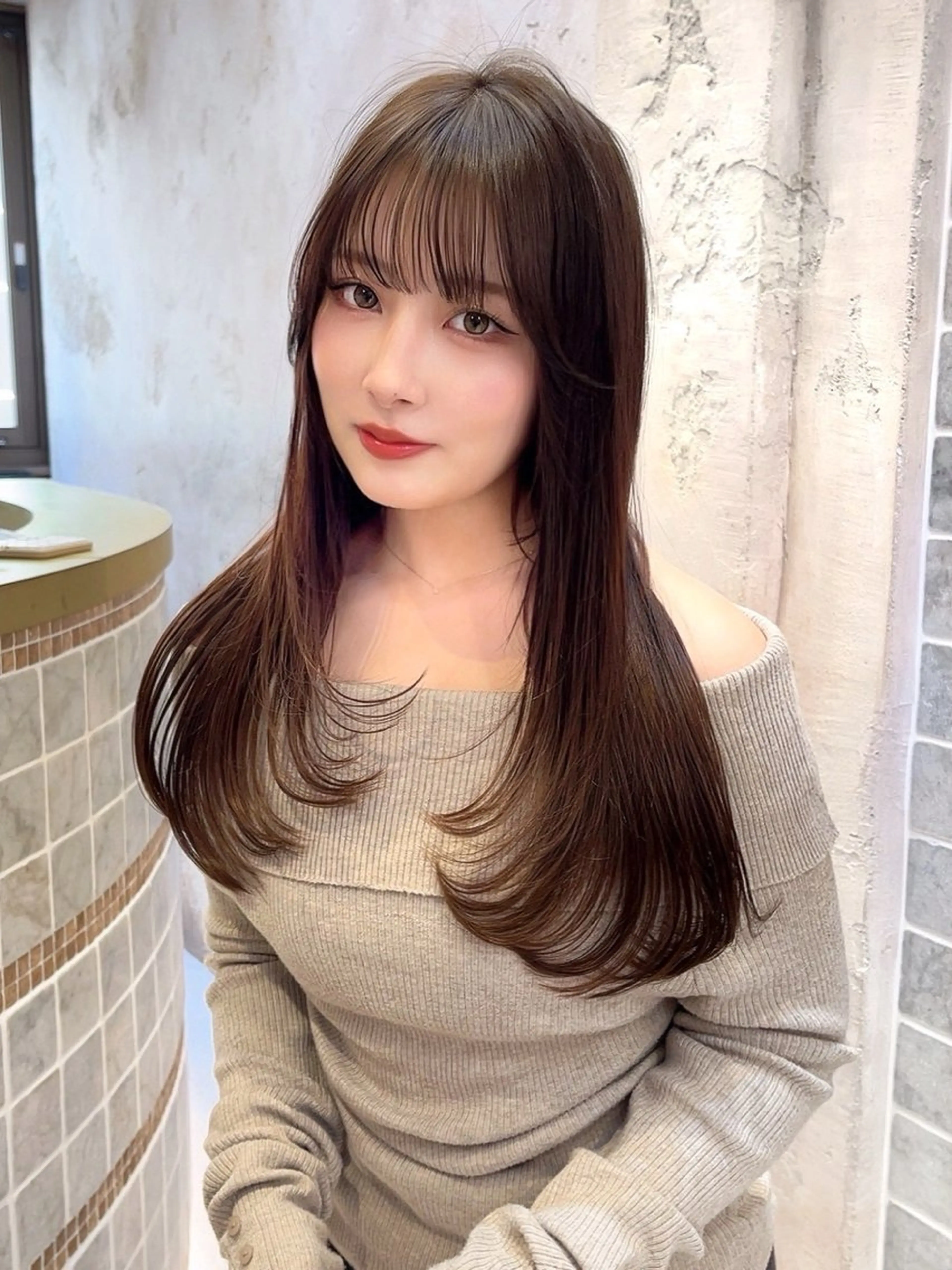 セミロング カット ヘアカラー トリートメント Lond roseのヘアスタイル