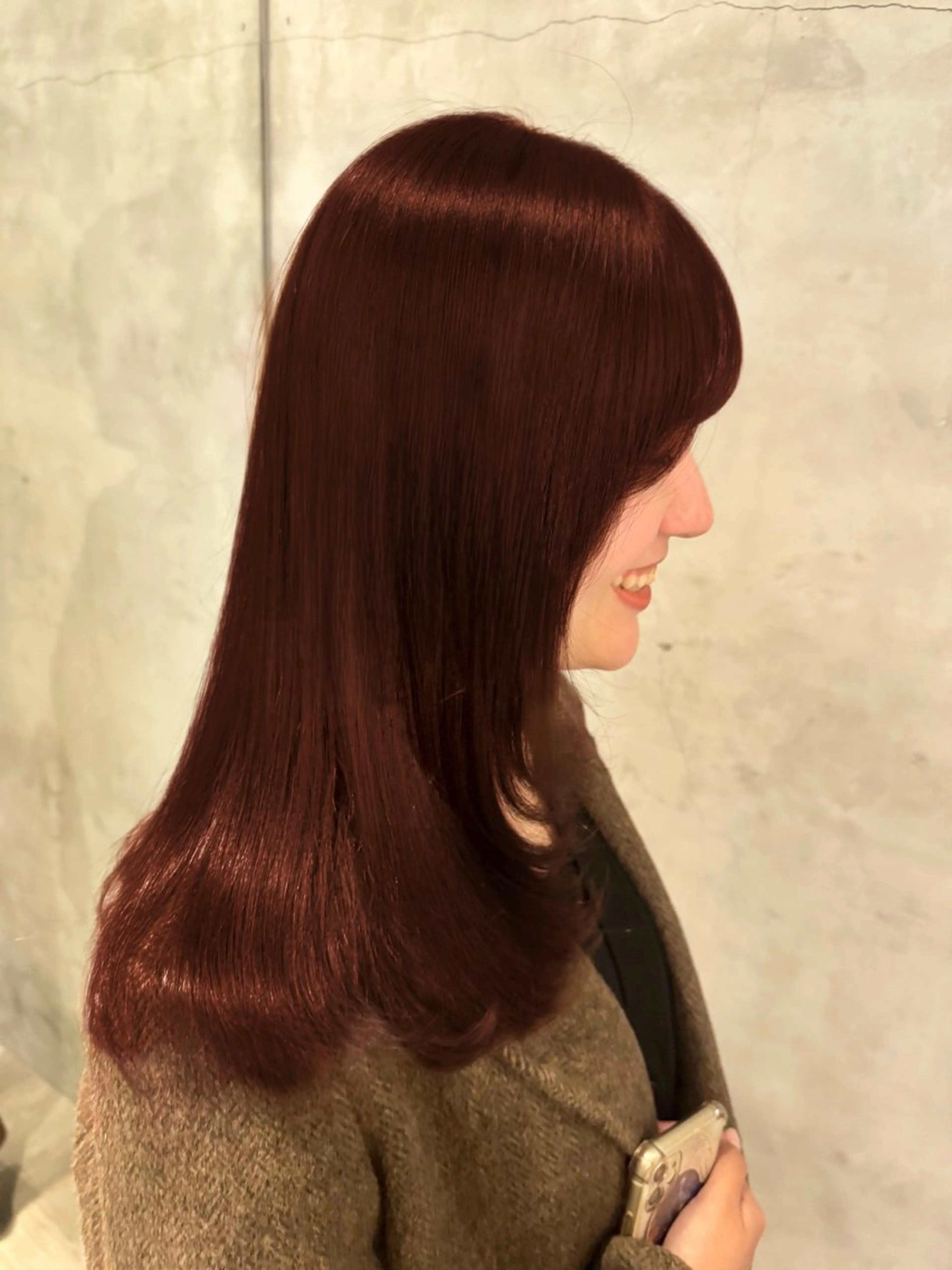 ミディアム カラー ブリーチ ブラウンカラー ブリーチなしカラー レッドカラー レッドブラウン レイヤー/透明感/ 顔周り/kana🩰のヘアスタイル