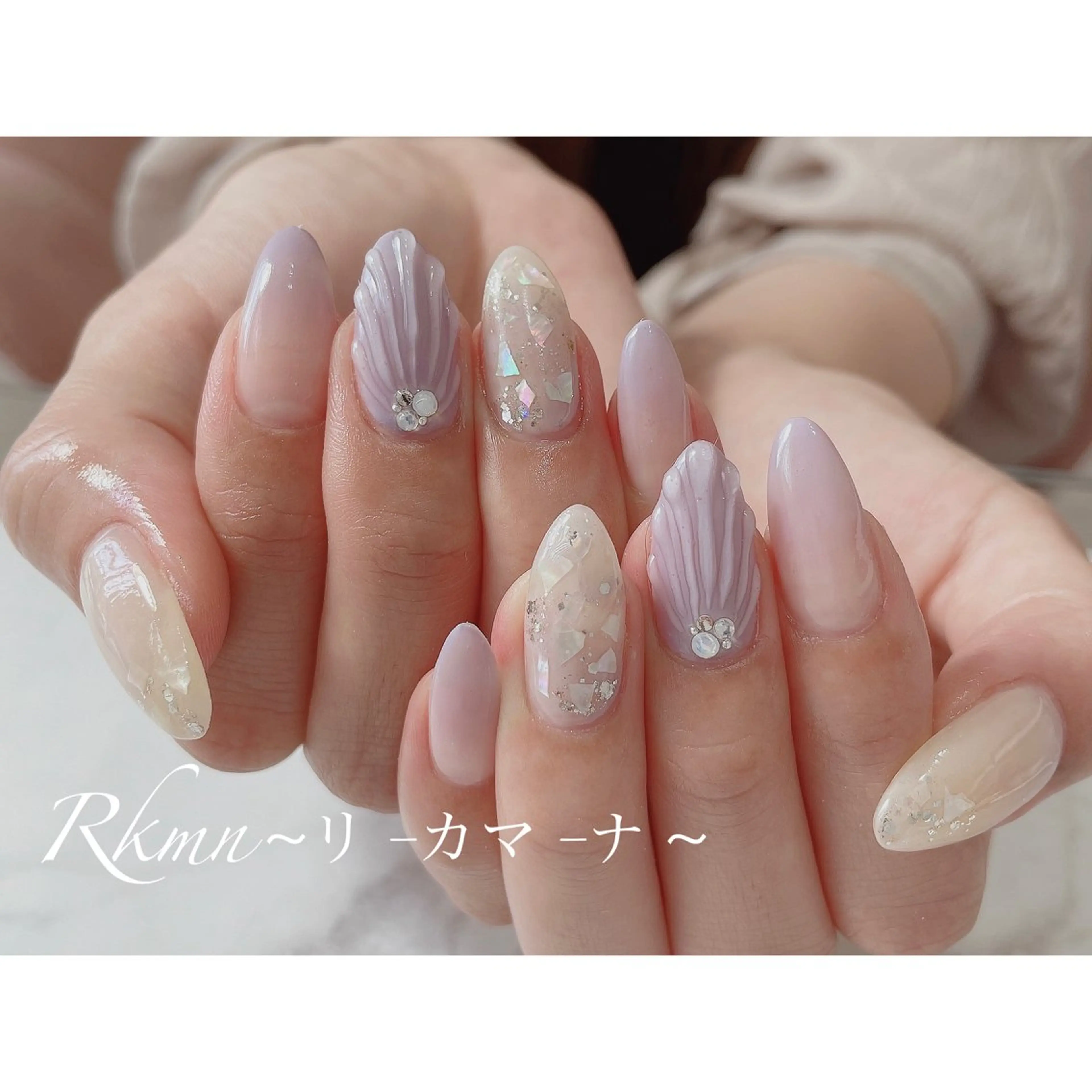 ネイル アートネイル パープル 春ネイル ハンドネイル フットネイル ハンドケア Rkmn ~リ-カマ-ナ~のネイルデザイン