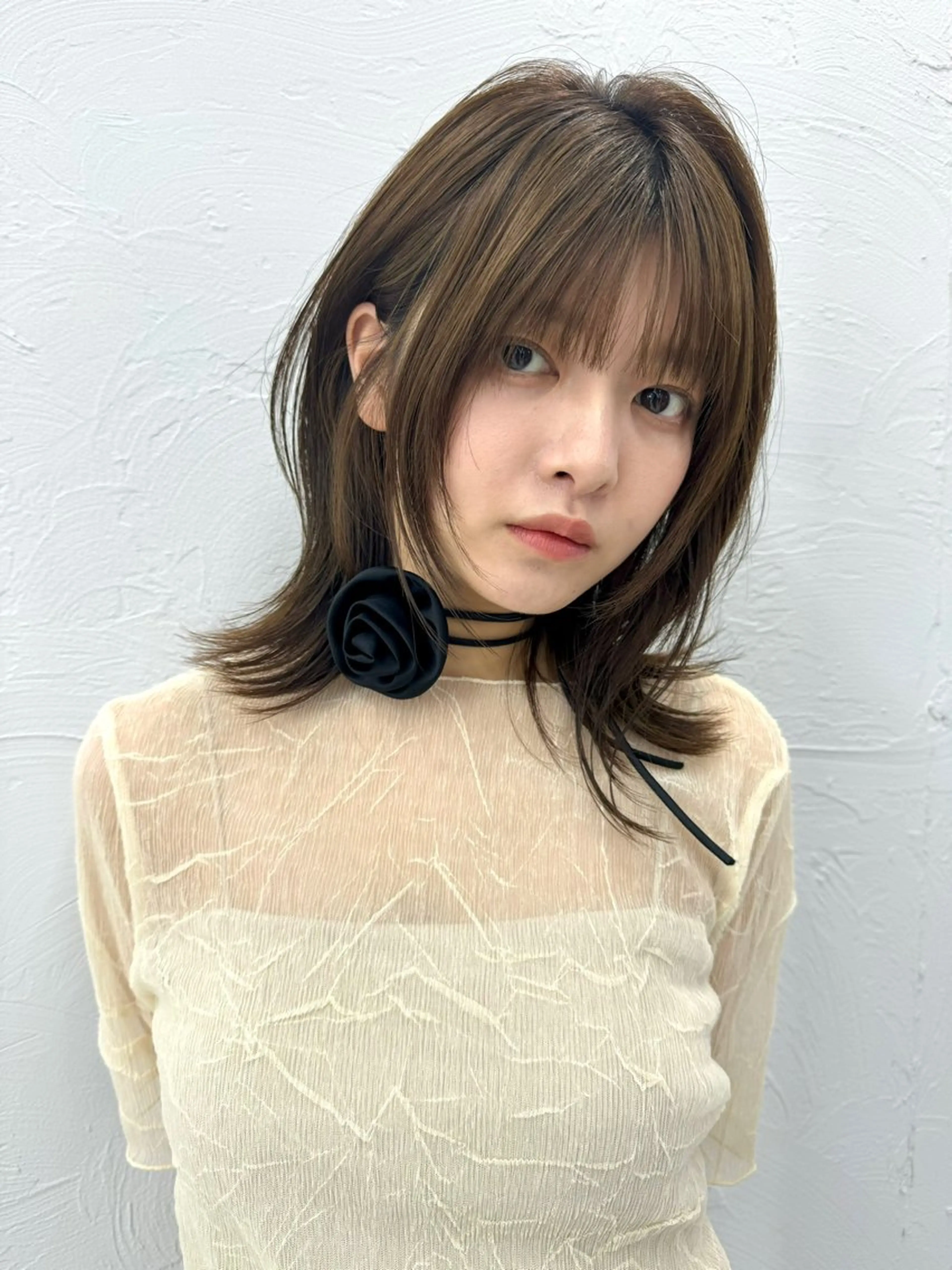 ミディアム カラー カット ヘアカラー トリートメント レイヤー/ウルフ🤎 mayo.のヘアスタイル