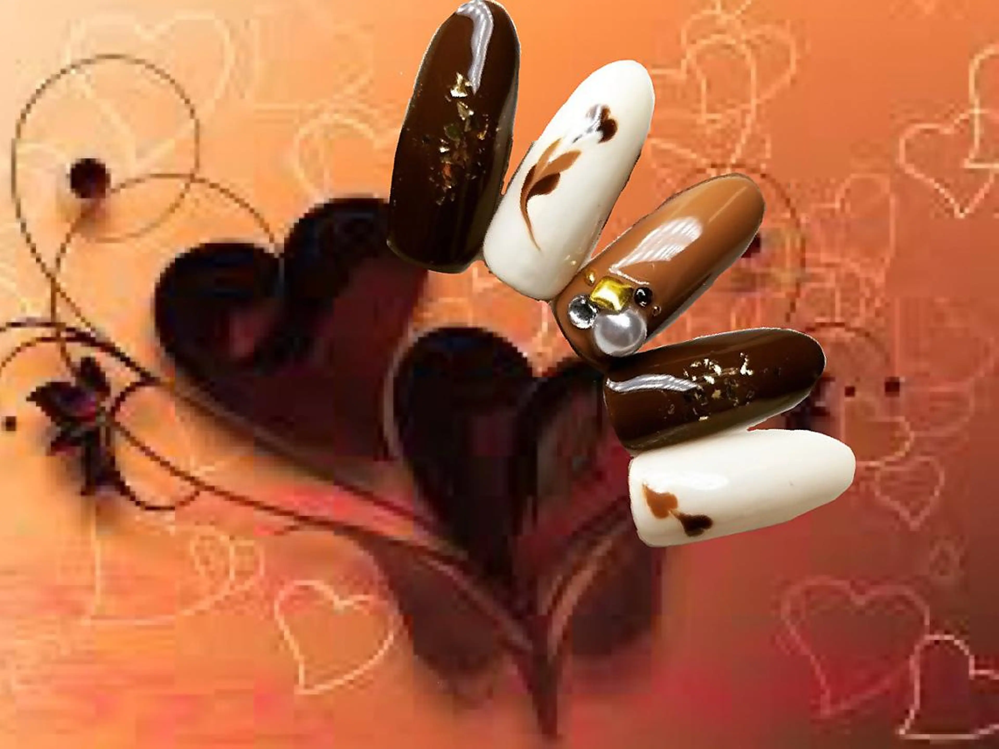 ネイル バレンタイン アップネイル 鶴田のネイルデザイン