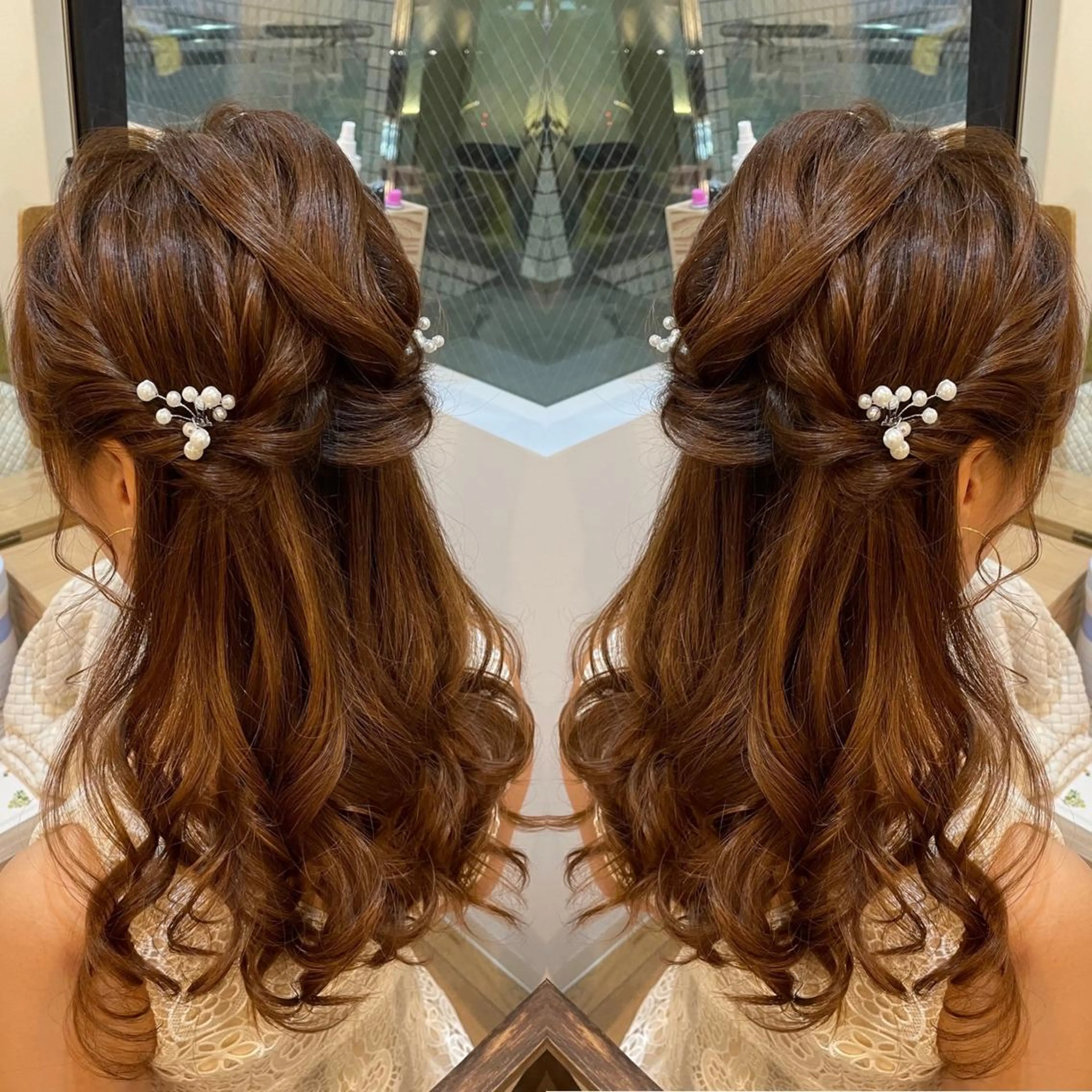 セミロング ヘアアレンジ 着物ヘア 結婚式・ブライダル CASA 祇園四条のヘアスタイル