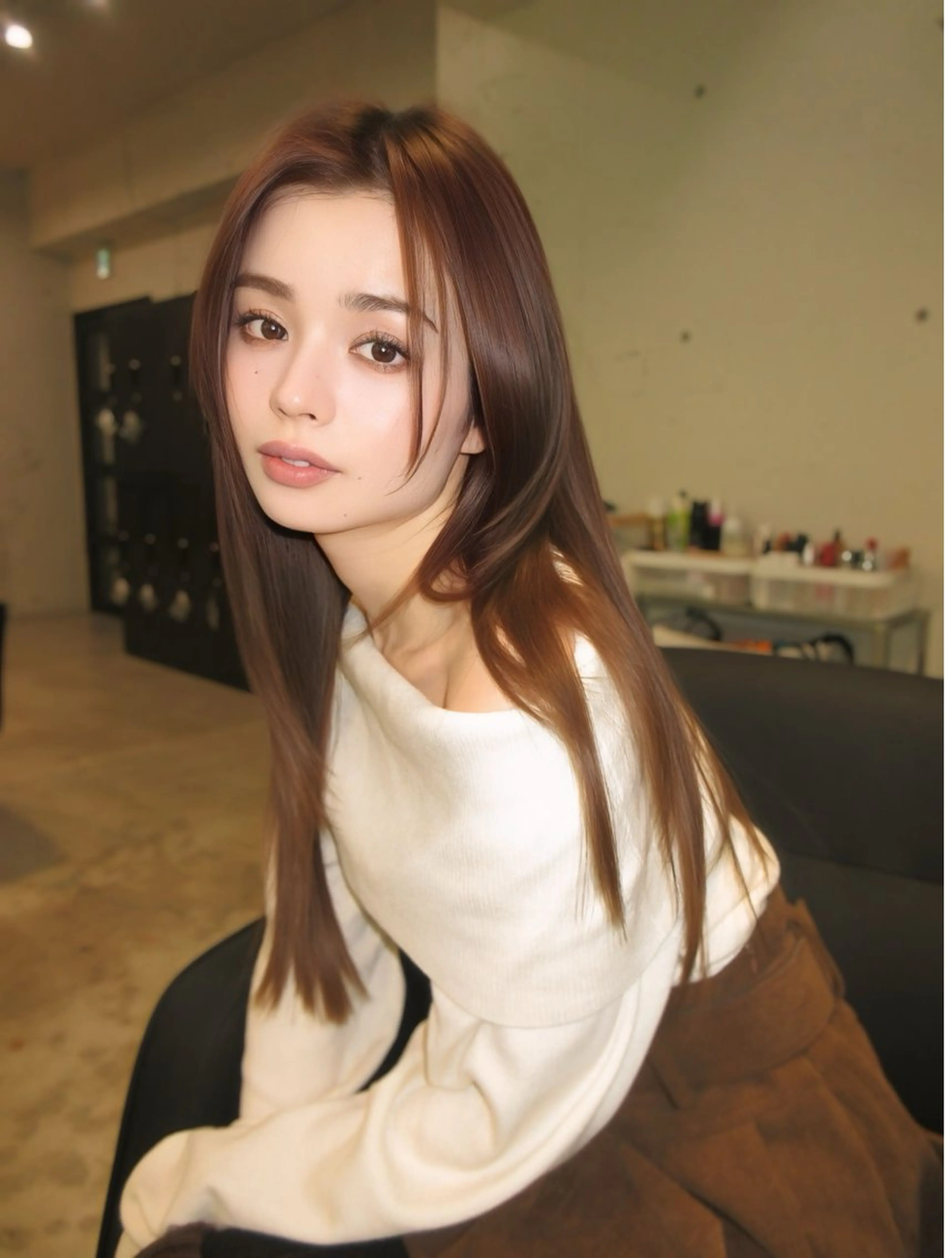 ロング カラー カット ヘアカラー トリートメント 韓国レイヤー 似合わせカラーのヘアスタイル