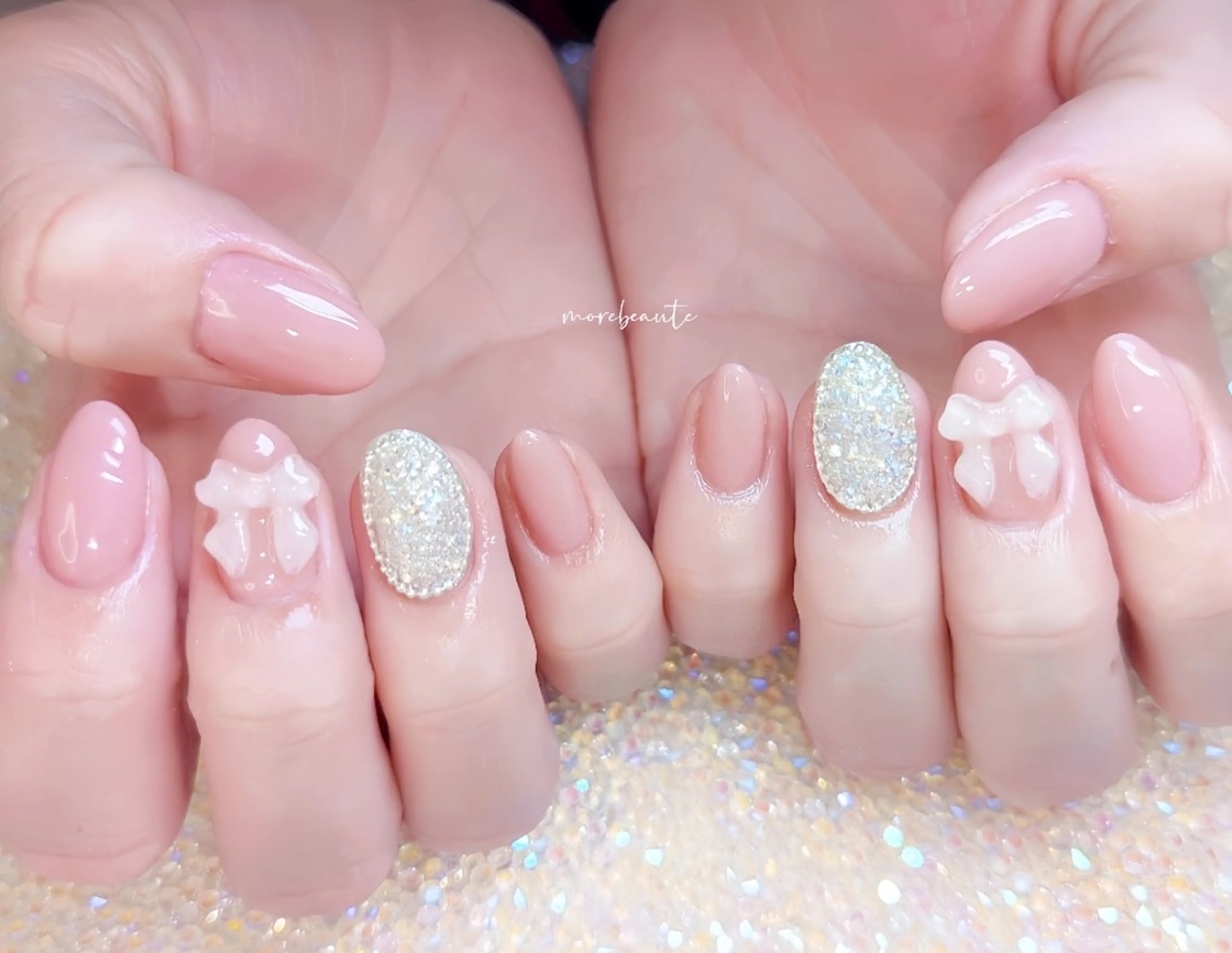 ネイル 長さ出し ジェルネイル ハート 韓国ネイル マグネットネイル ハンドネイル I LOVE ME  NAIL.｡.:*♡のネイルデザイン