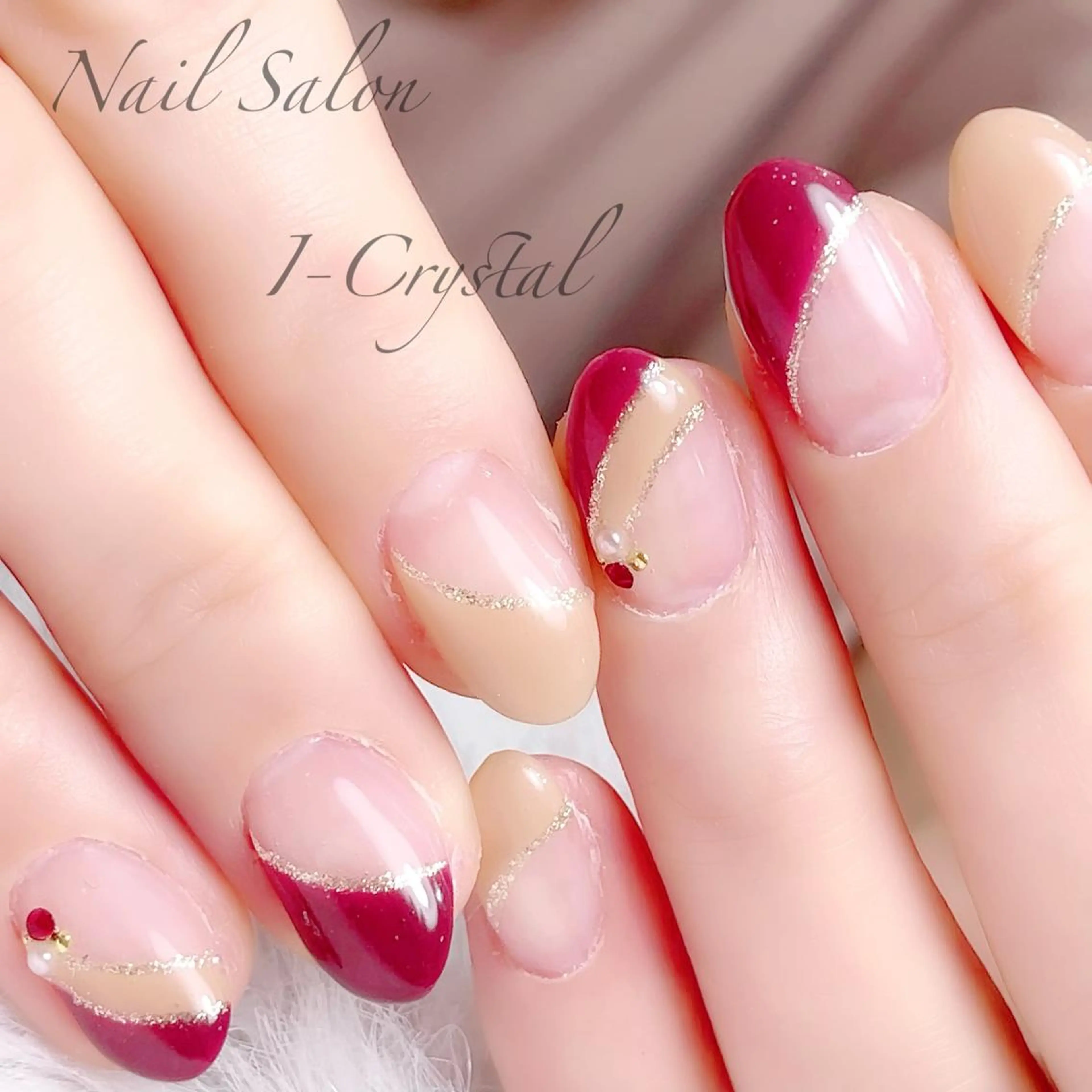 ネイル ダブルフレンチ フットネイル フレンチネイル ジェルネイル ニュアンスネイル NailSalon  I-Crystal所属・中村 郁美のネイルデザイン