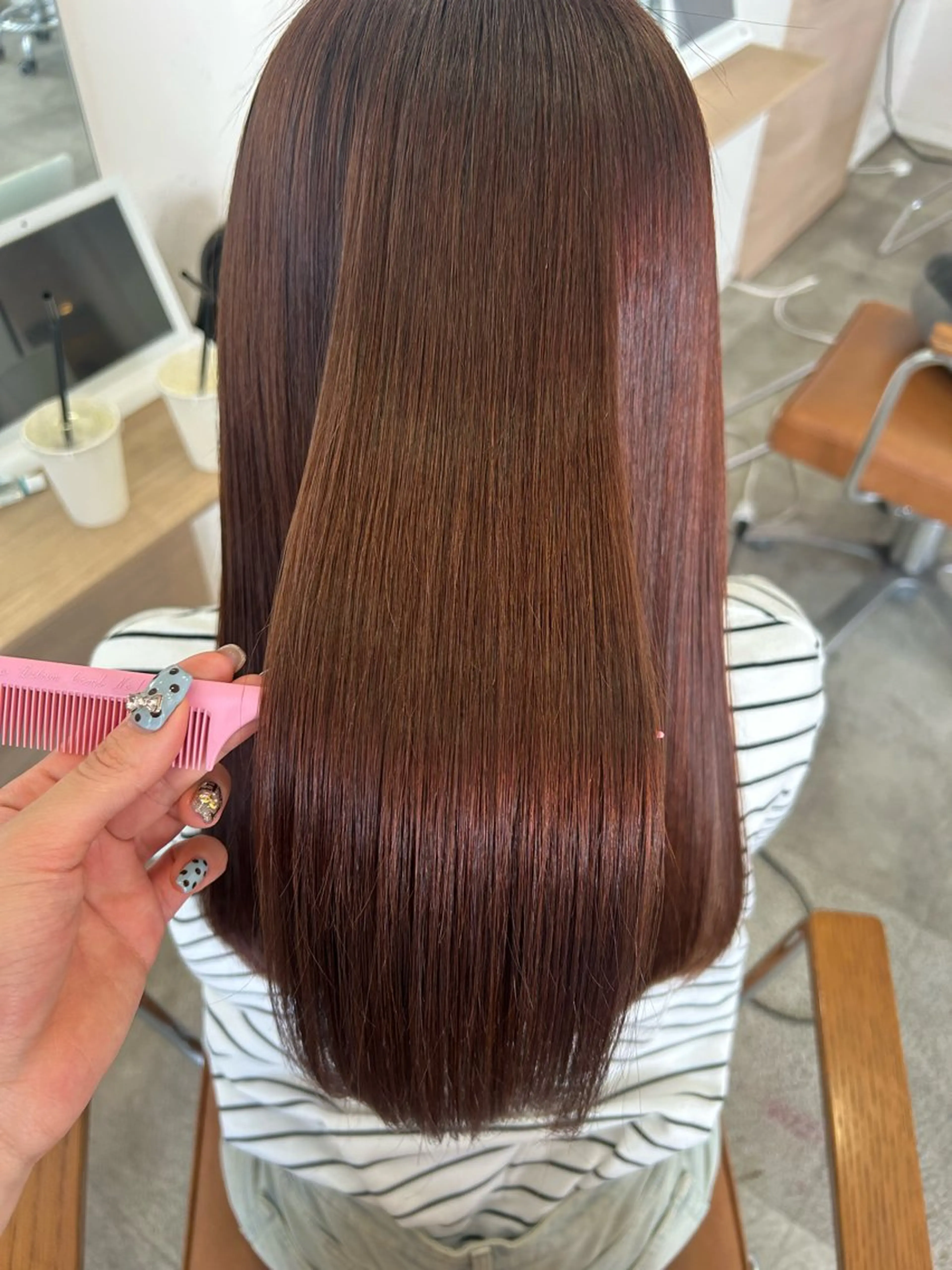 ロング オレンジブラウン 縮毛矯正 チナツ/透明感カラー /酸性縮毛のヘアスタイル