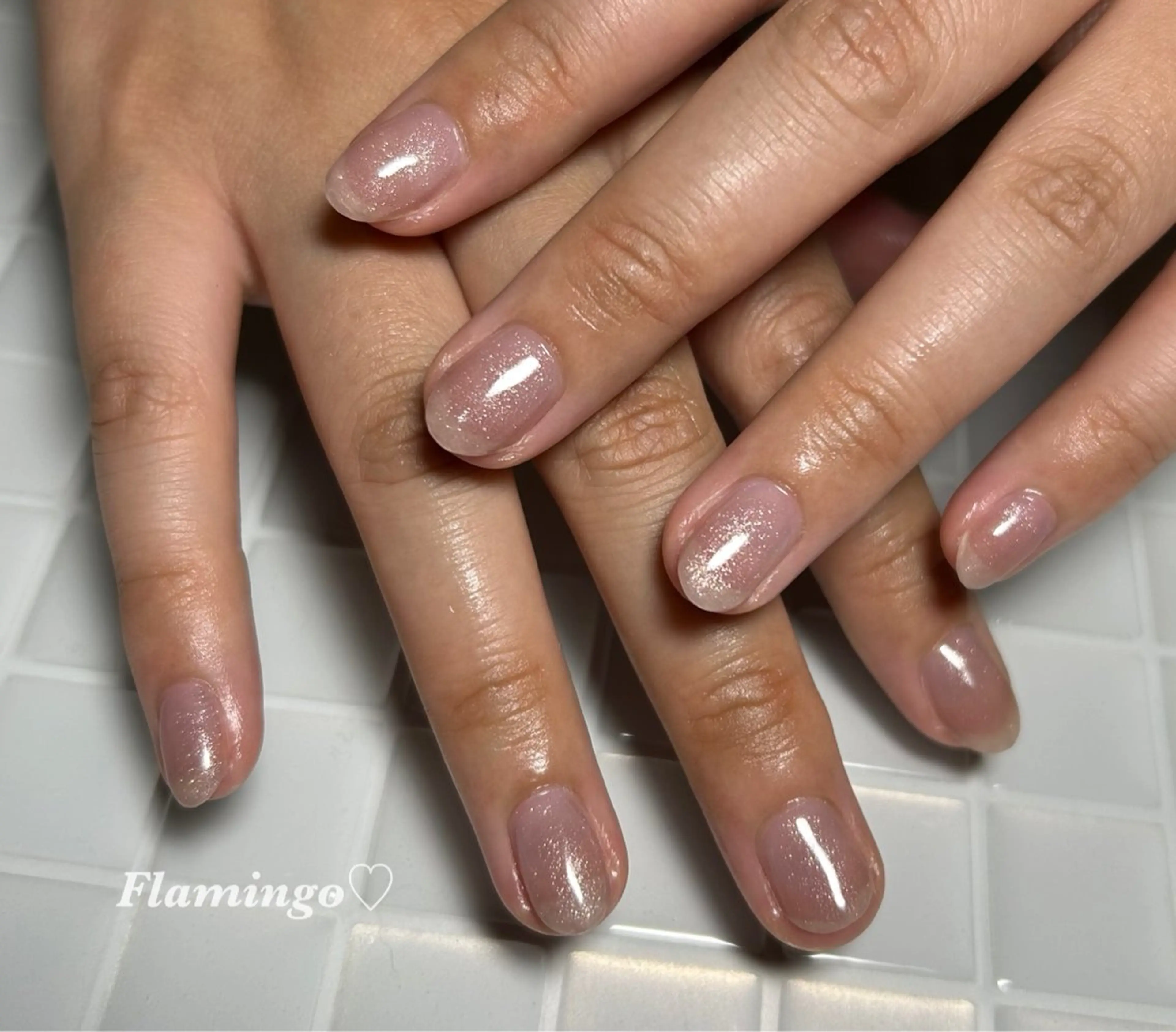 ネイル ジェルネイル ラメ(グリッター) オフィスネイル ワンカラーネイル パープル ハンドネイル 40代からの爪を守る ×ケア重視サロン♡のネイルデザイン