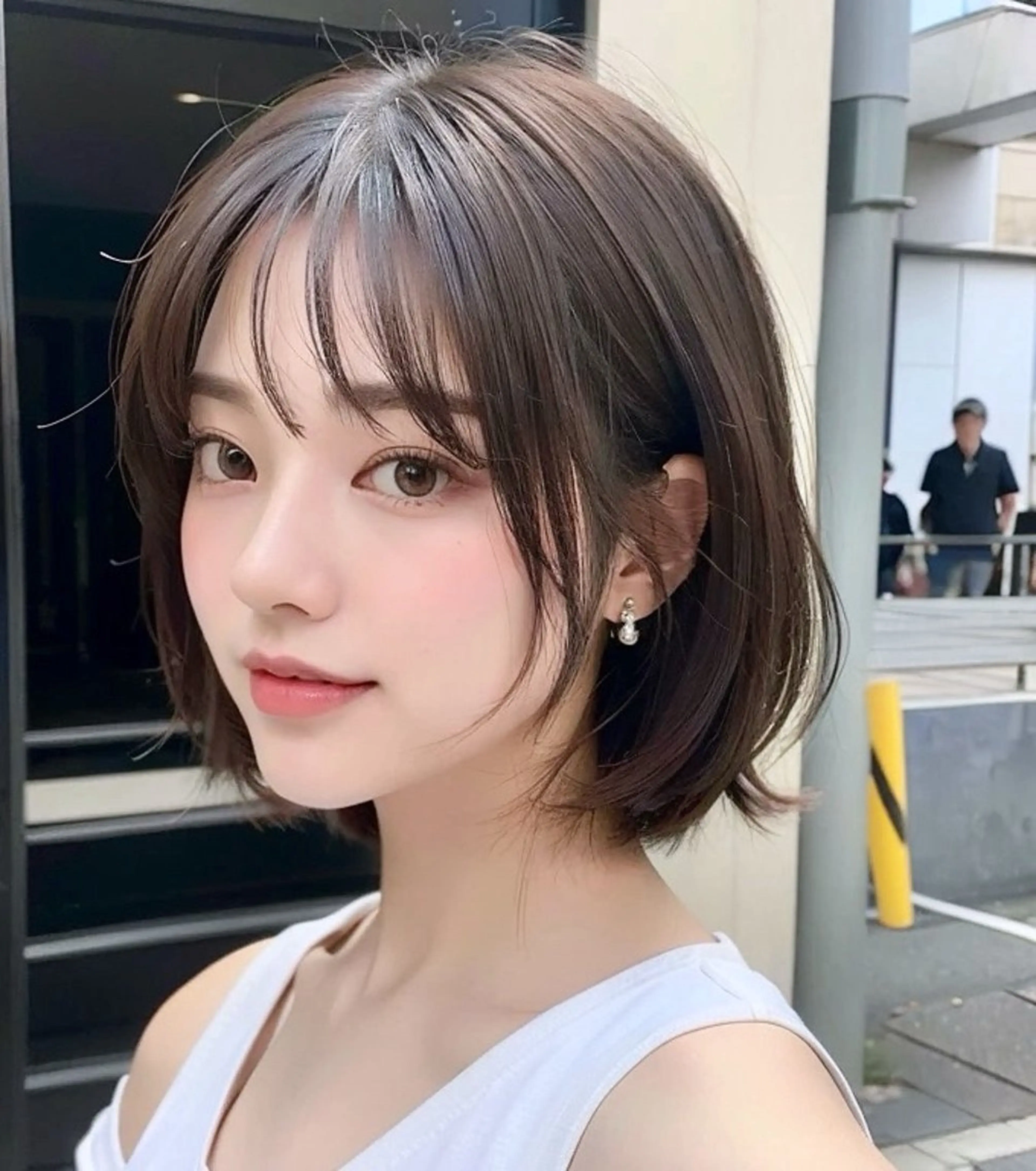 ミディアム ボブ 顔周りカット 韓国風ヘア レイヤーカット カット トリートメント 市原 大翼のヘアスタイル