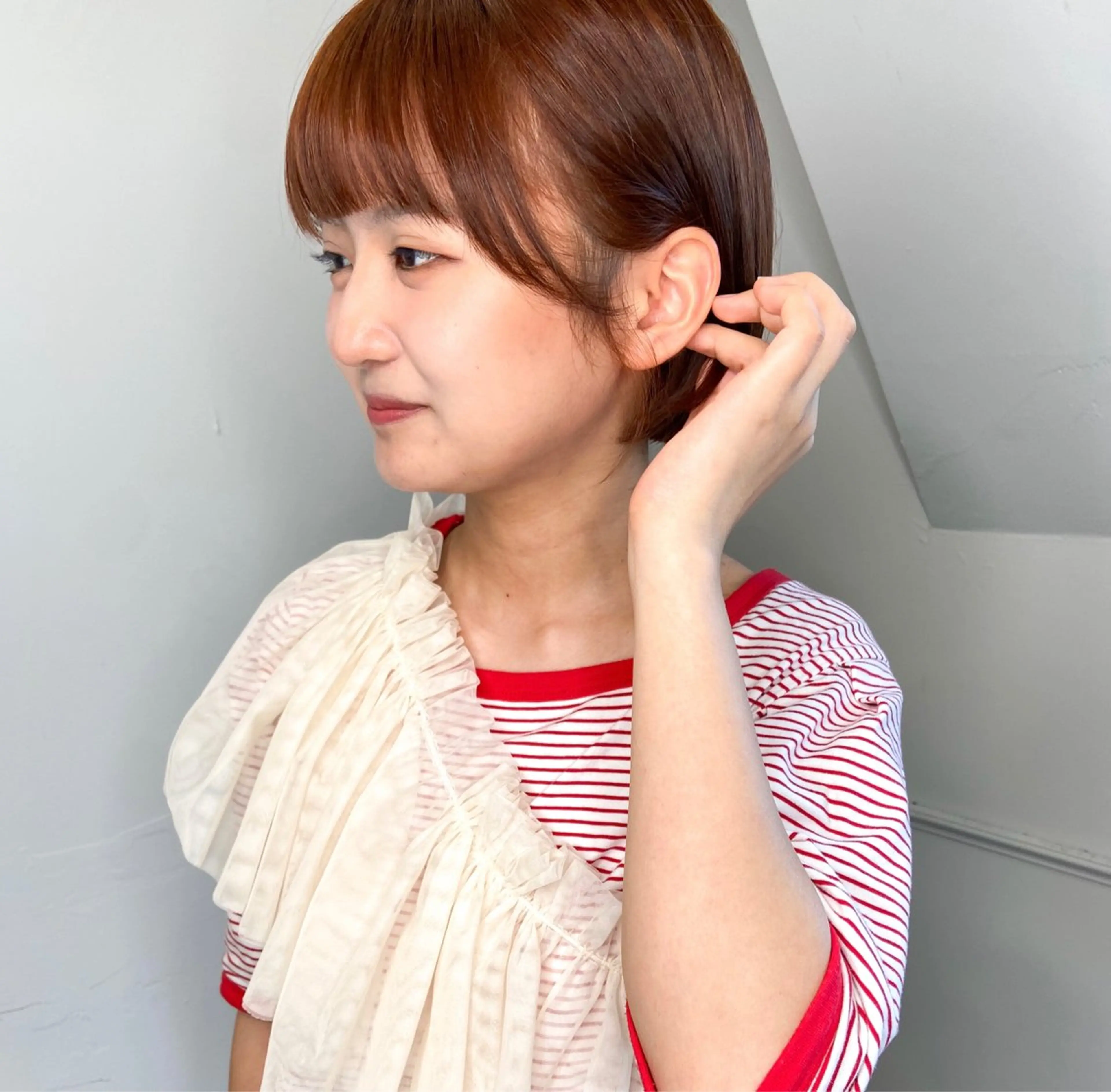 ショート カラー パーマ ヘアアレンジ ブリーチ ブラウンカラー ブリーチなしカラー オレンジ 髪質改善 🌼memoto 東三国店🌼のマツエク・マツパデザイン