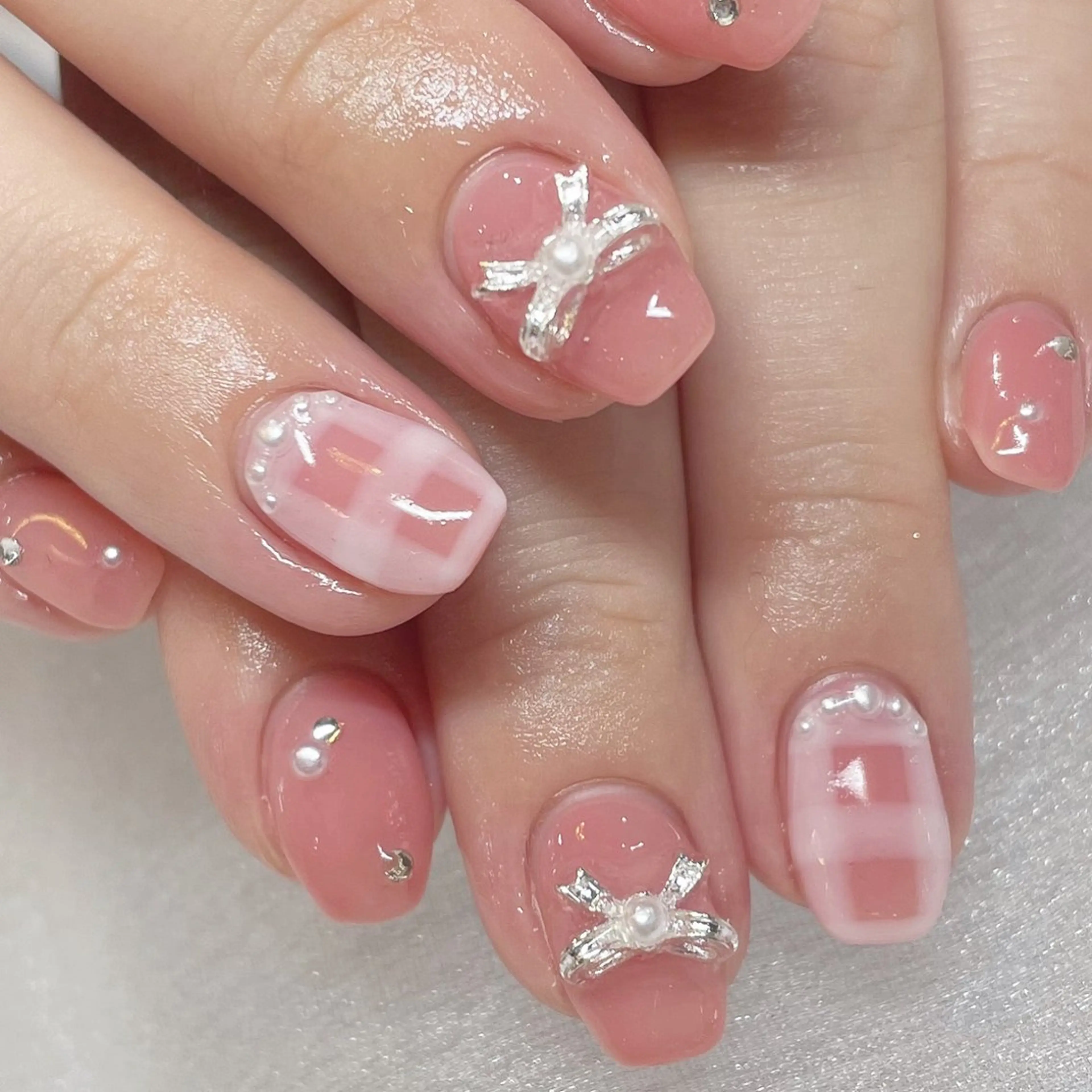 ネイル ピンク リボン ハンドネイル Tsukahara 🌷仙台PARCOのネイルデザイン