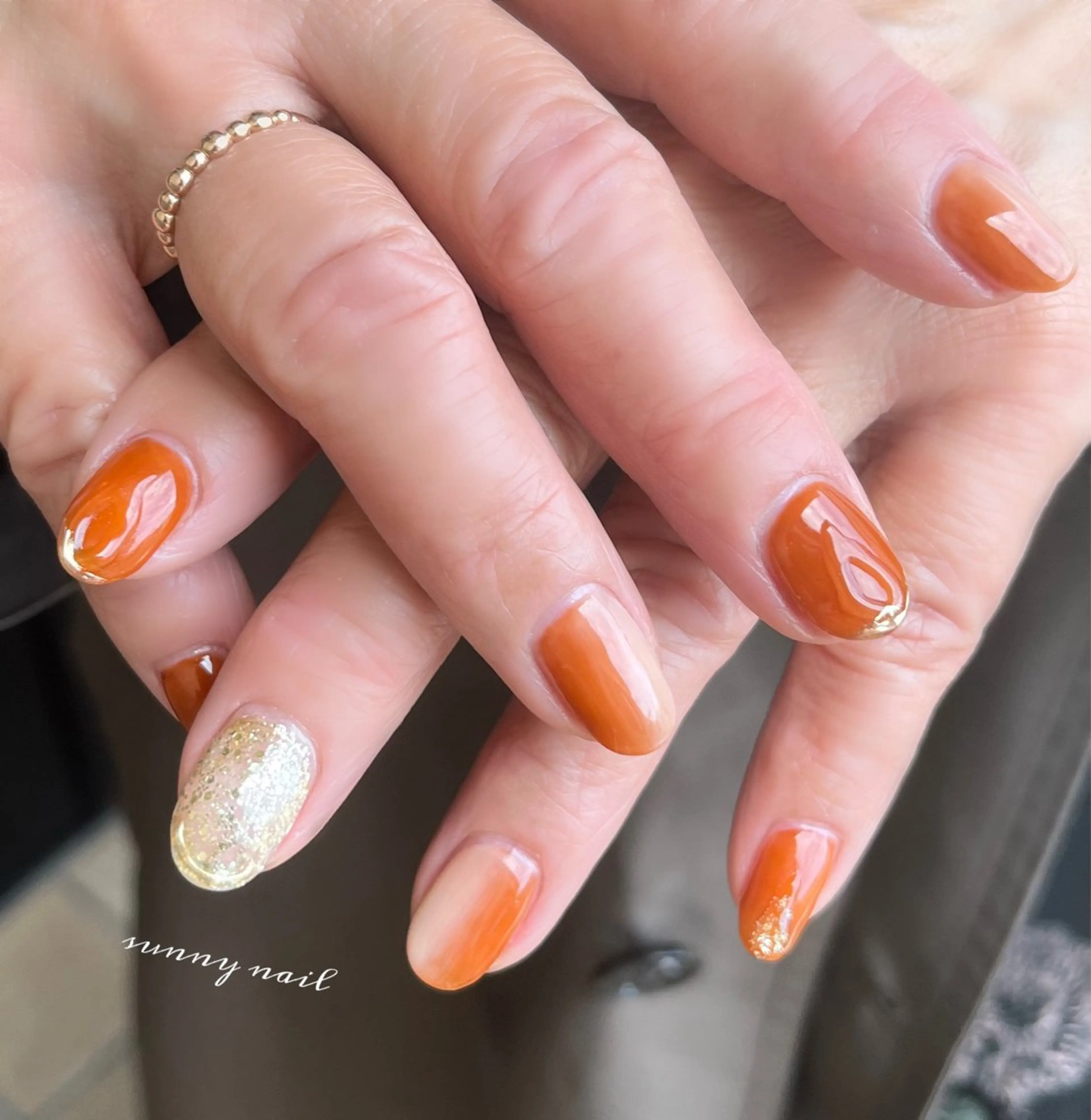 ネイル ブラウン ジェルネイル グラデーション ニュアンスネイル パラジェル sunny nailのネイルデザイン
