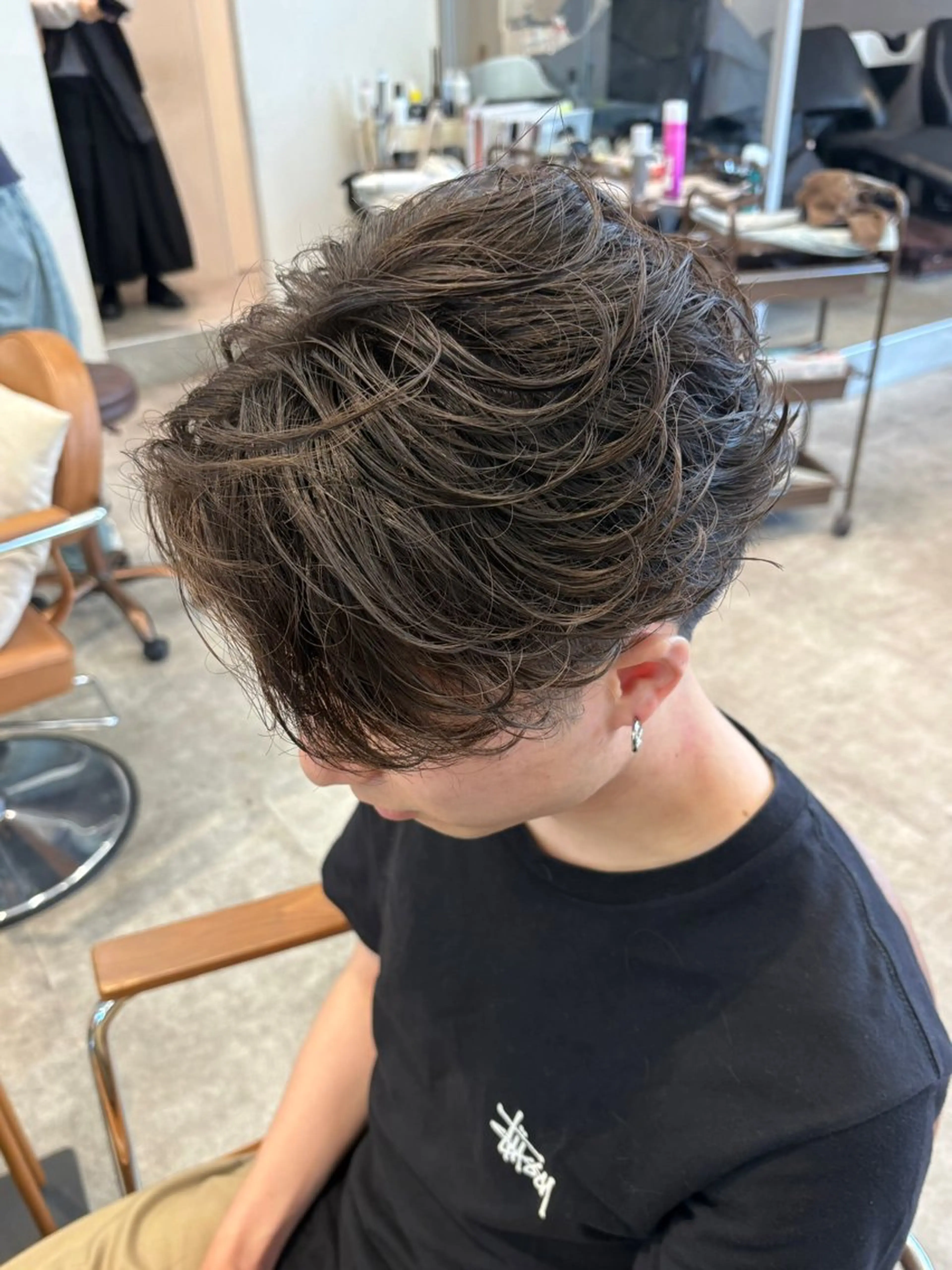 ショート パーマ メンズ フェザーパーマ メンズパーマ カット パーマ 中島 耀一朗のヘアスタイル