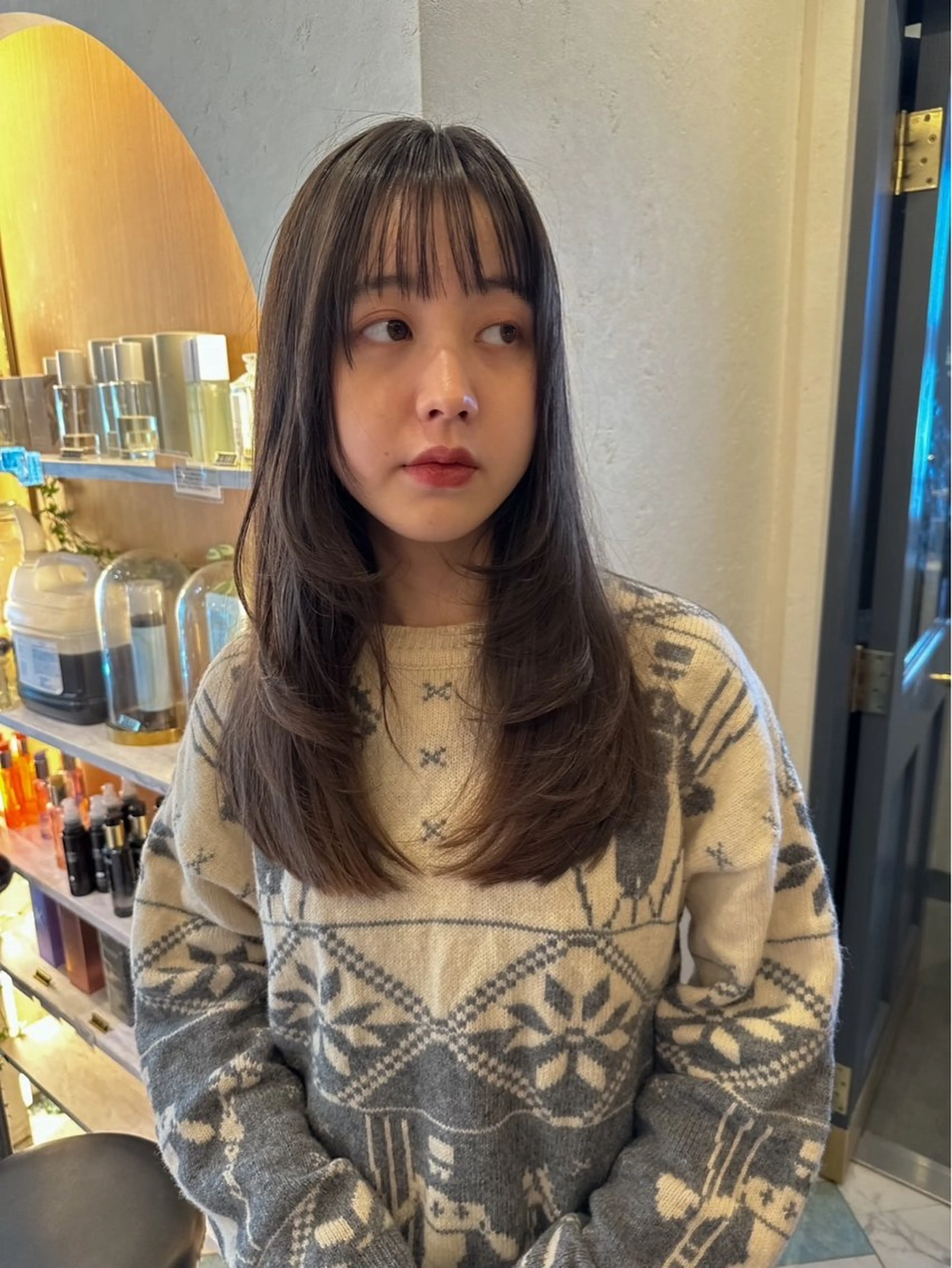 ロング カット トリートメント ヘッドスパ 🫒オリーブカラー/ みづき/パーマ🤍のヘアスタイル