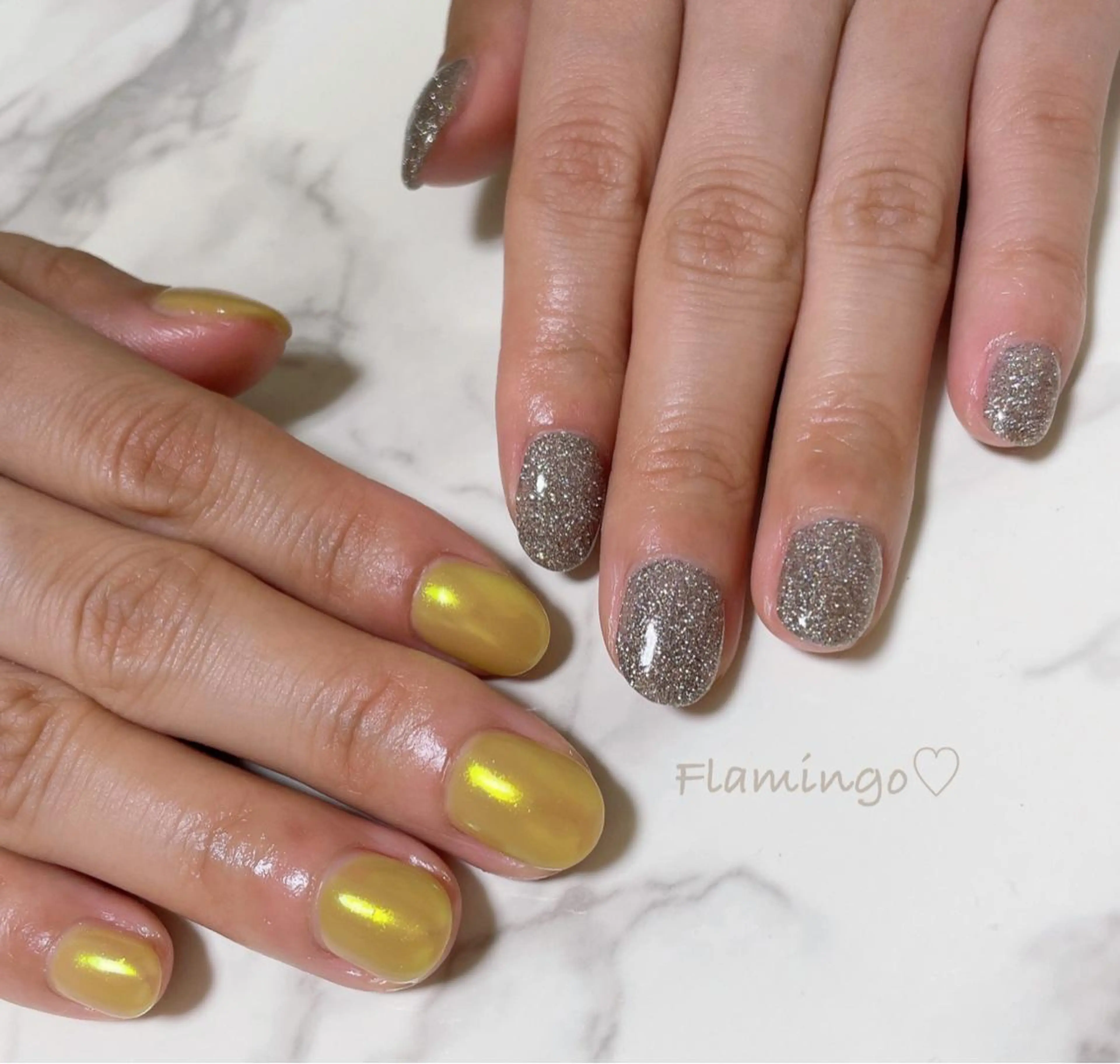 ネイル フラッシュネイル ジェルネイル ラメ(グリッター) ミラーネイル ワンカラーネイル 40代からの爪肌を 労る♡きちんとネイルのネイルデザイン