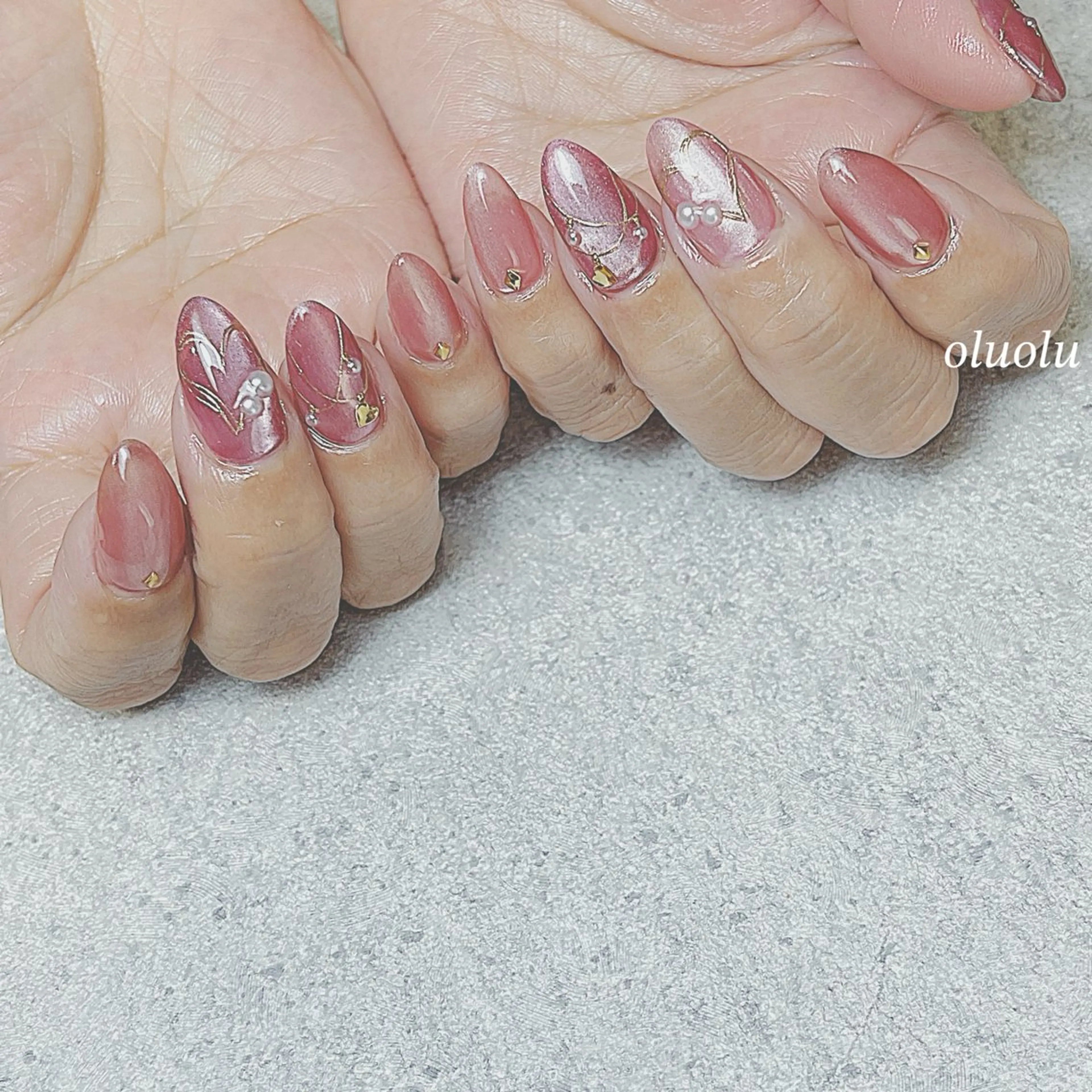 ネイル アートネイル フットネイル ハート マグネットネイル ミラーネイル ハンドネイル 大村 紬華のネイルデザイン