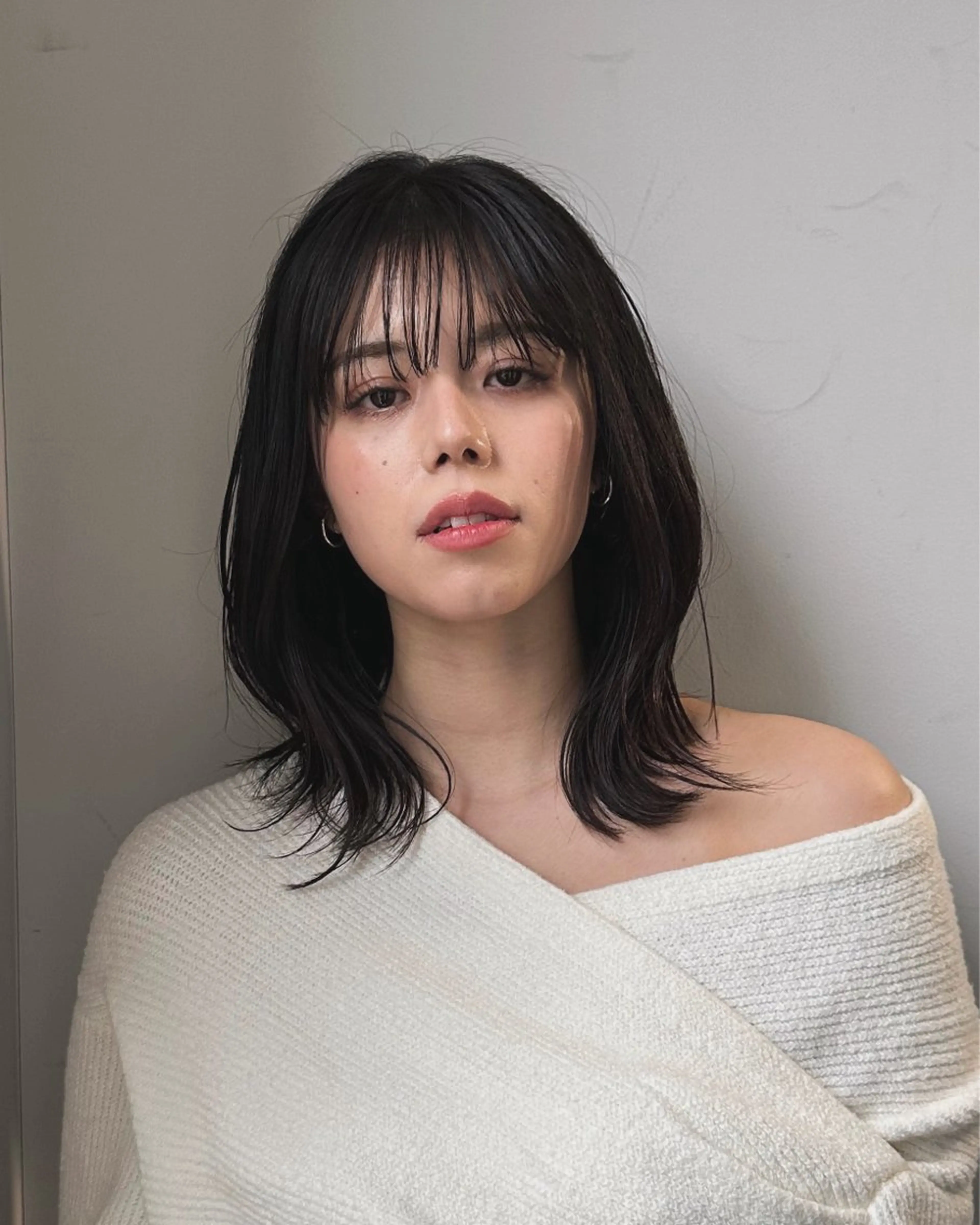 セミロング カット ヘアカラー トリートメント レイヤー/顔周り カット/松岡 祥利のヘアスタイル