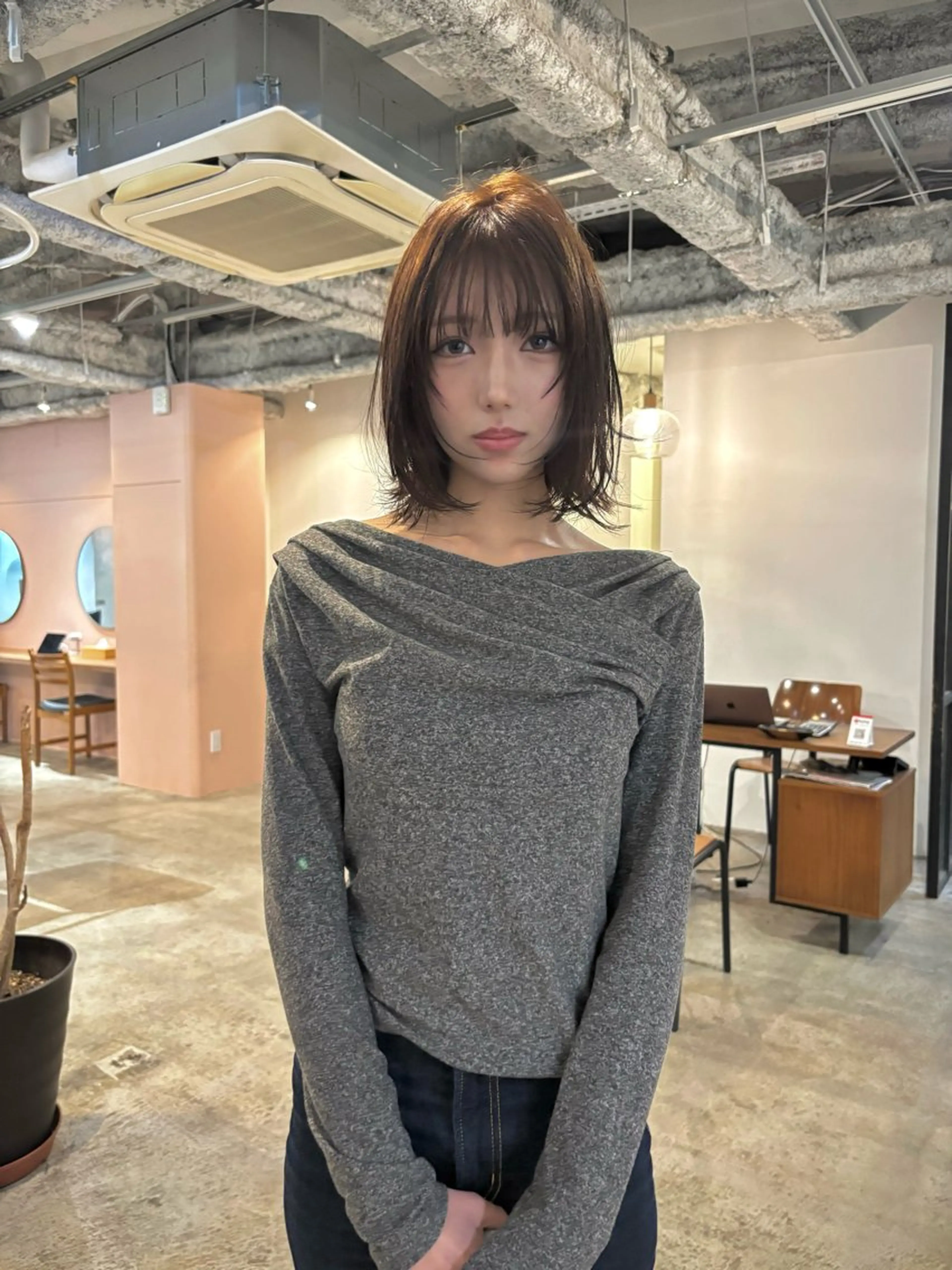 ミディアム カラー ベージュカラー ヘアカラー yu maのヘアスタイル