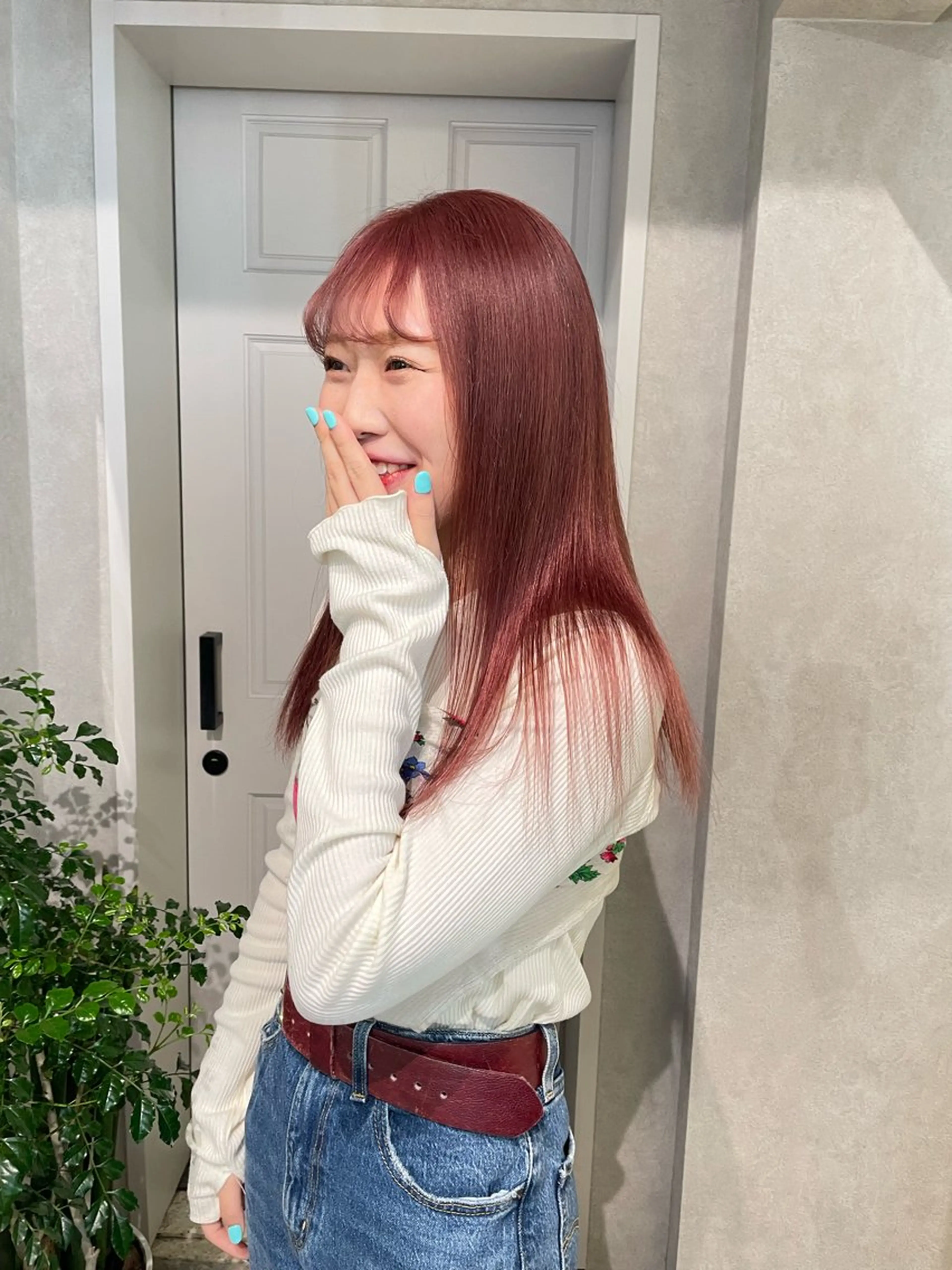 セミロング カラー ブリーチ ブリーチなしカラー ピンクカラー ヘアカラー ナチュラル透明感🌱 小山美樹子のヘアスタイル