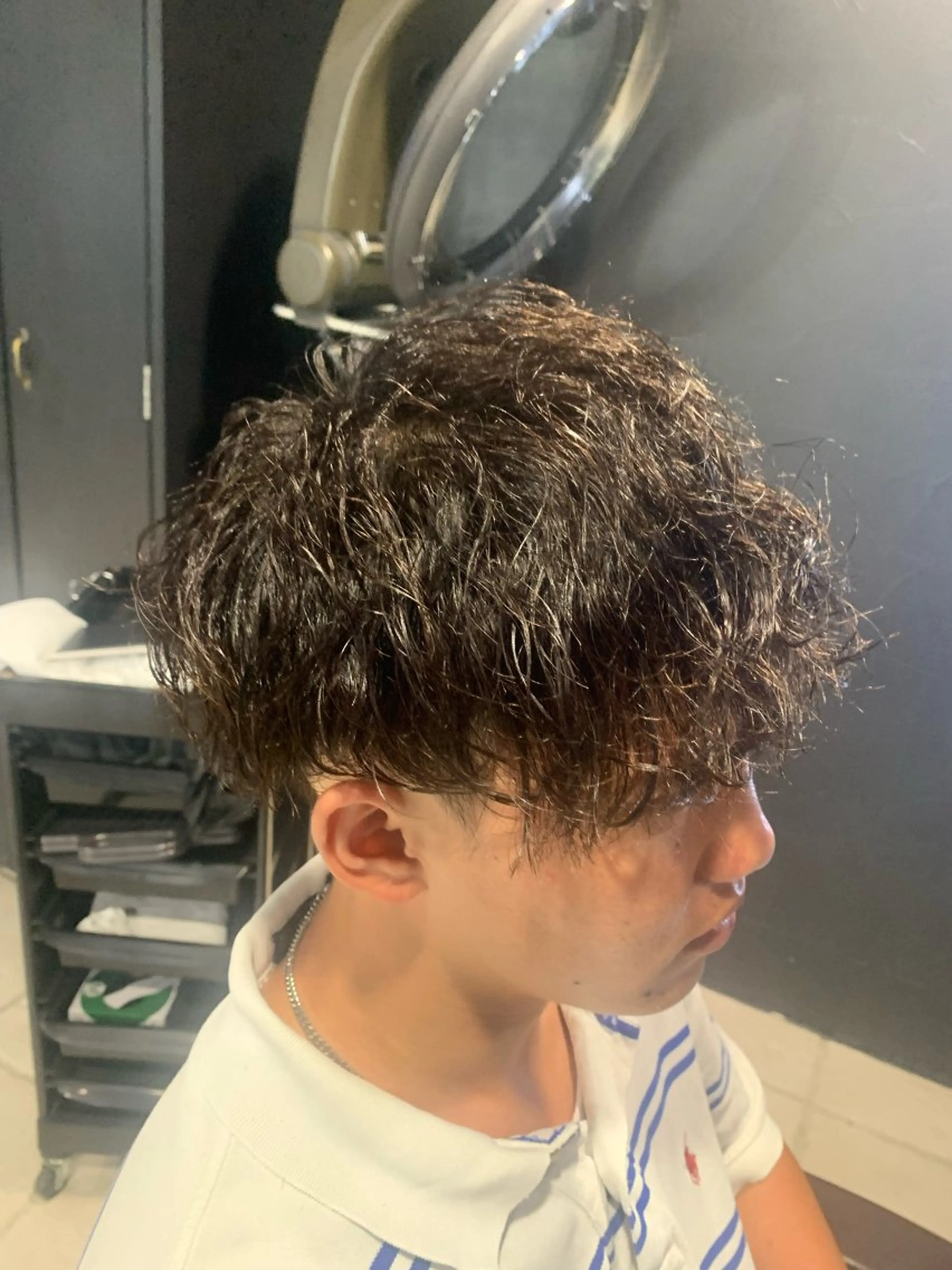 ショート メンズ 波巻きパーマ メンズパーマ/難波/ 心斎橋　室園亮佑のヘアスタイル