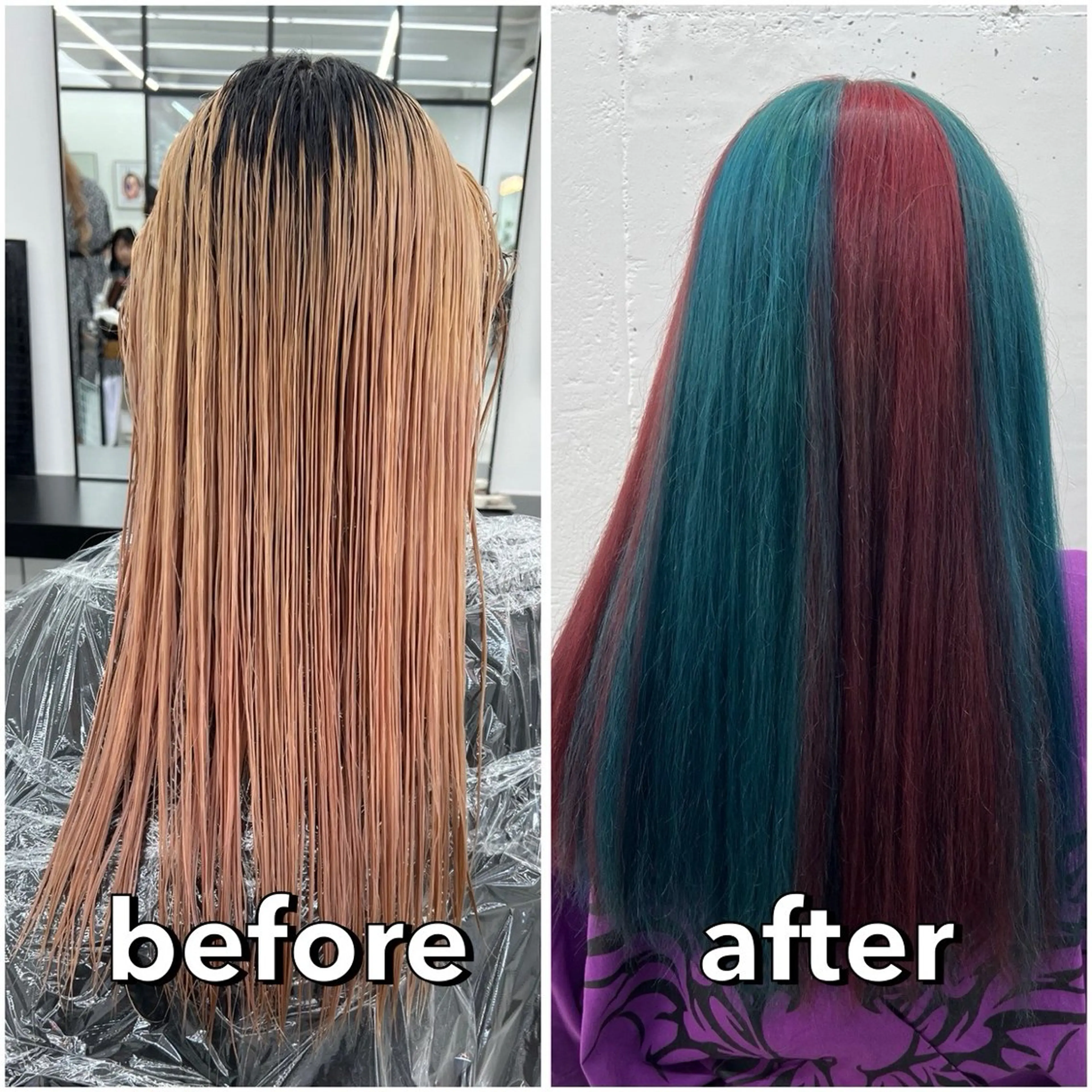 ロング カラー ブリーチ ブルーカラー デザインカラー ハイトーンカラー レッドカラー あすか JILLSTUDIOのヘアスタイル