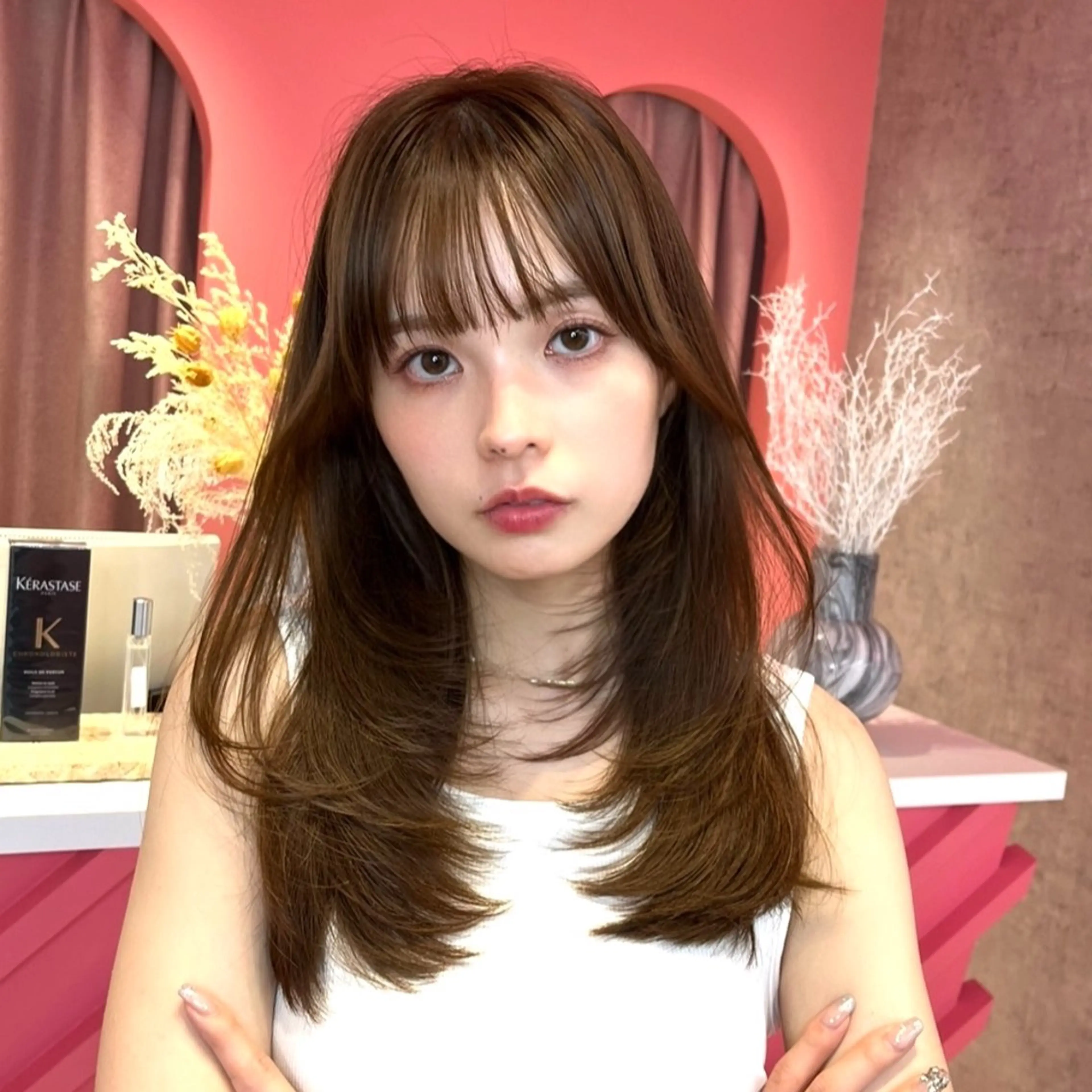 ロング カラー 山崎/ボブ縮毛矯正 レイヤー髪質改善のヘアスタイル