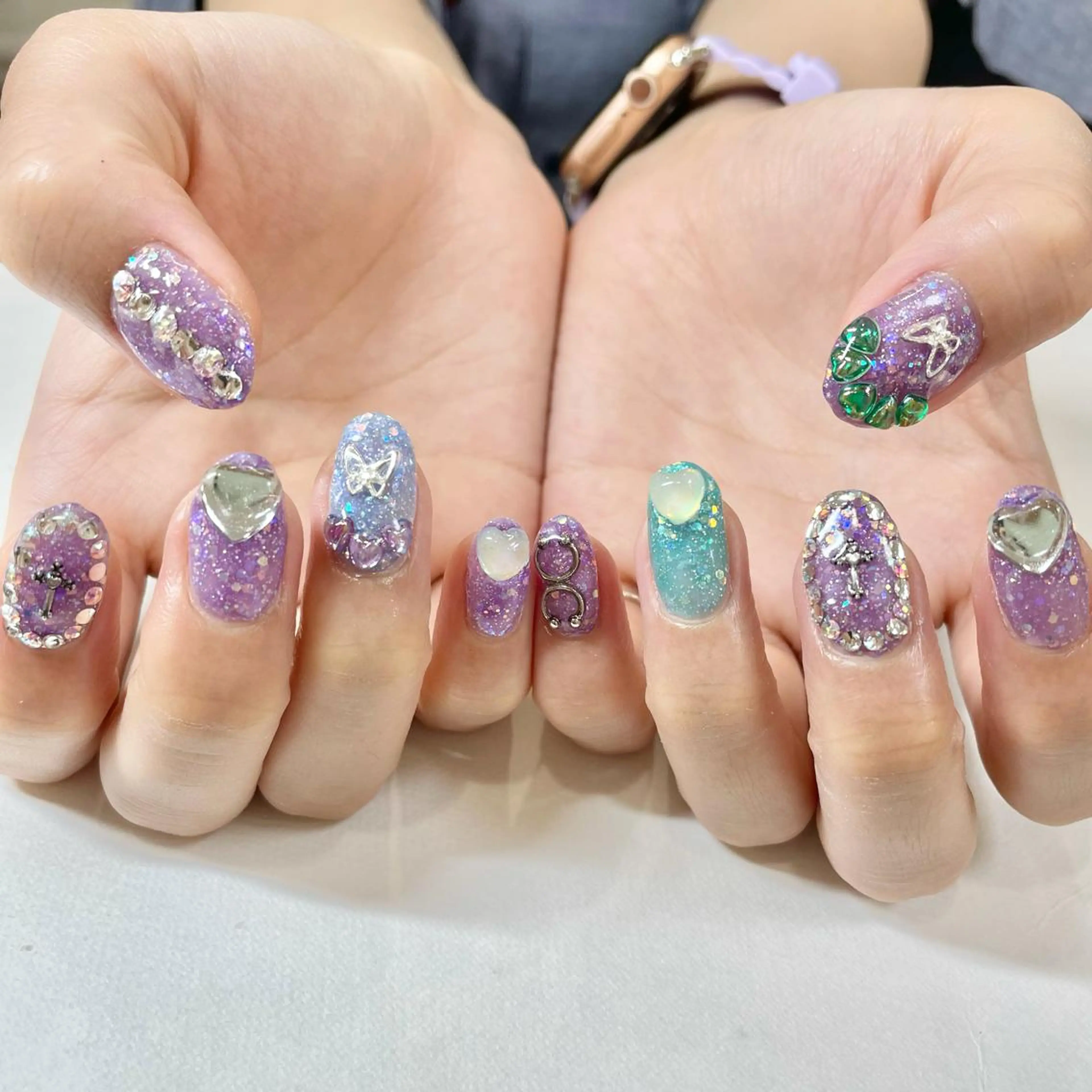 ネイル ラメ(グリッター) 🎀AYAKO 🎀中韓ネイルのネイルデザイン