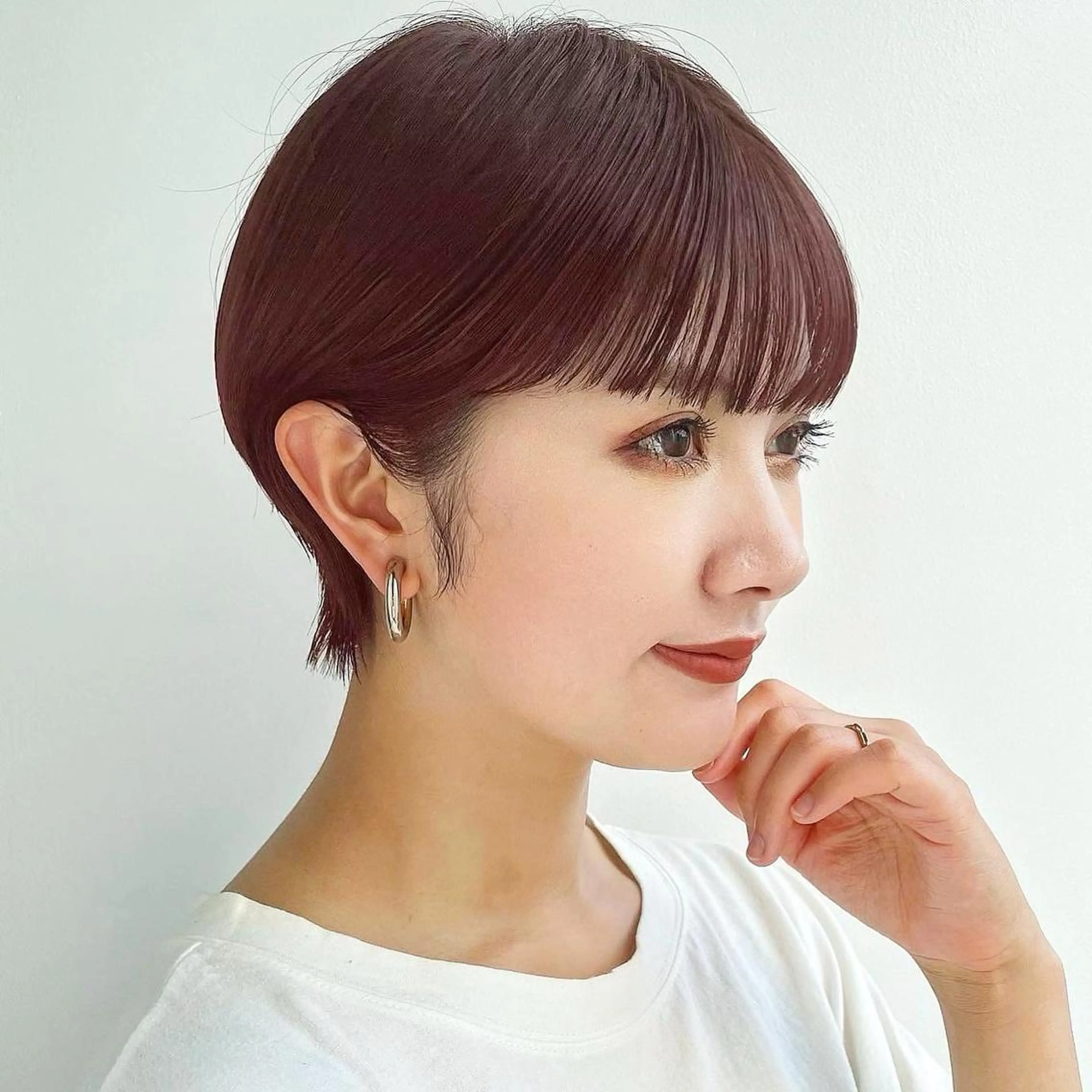 ショート ピンクブラウン ショートヘア レイヤー/ショート透 明感カラー/西田祐賀のヘアスタイル