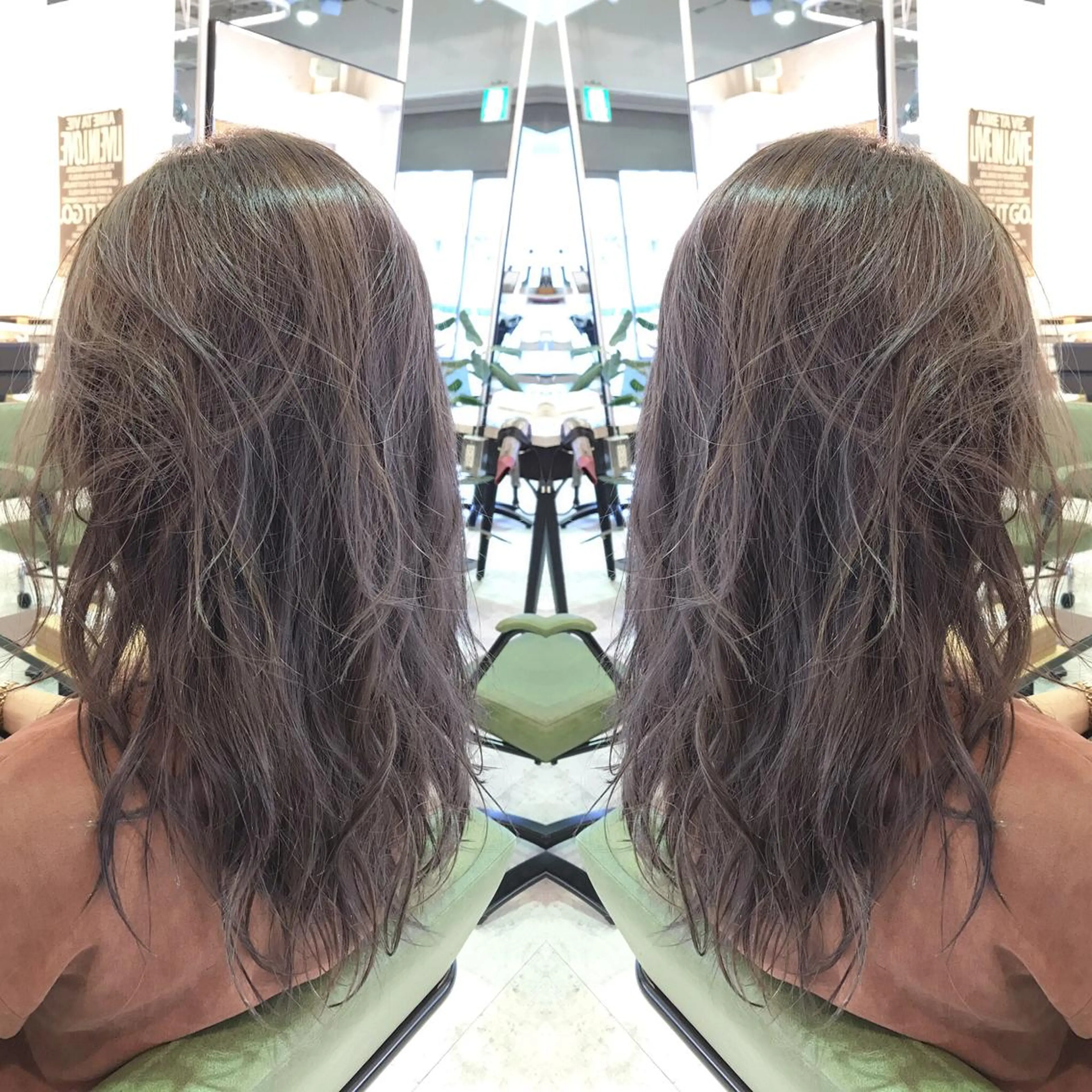 セミロング カラー グレージュ ハイライトカラー ラベンダーカラー ハイライト 青木 茂樹⭐️ 透明感カラーのヘアスタイル