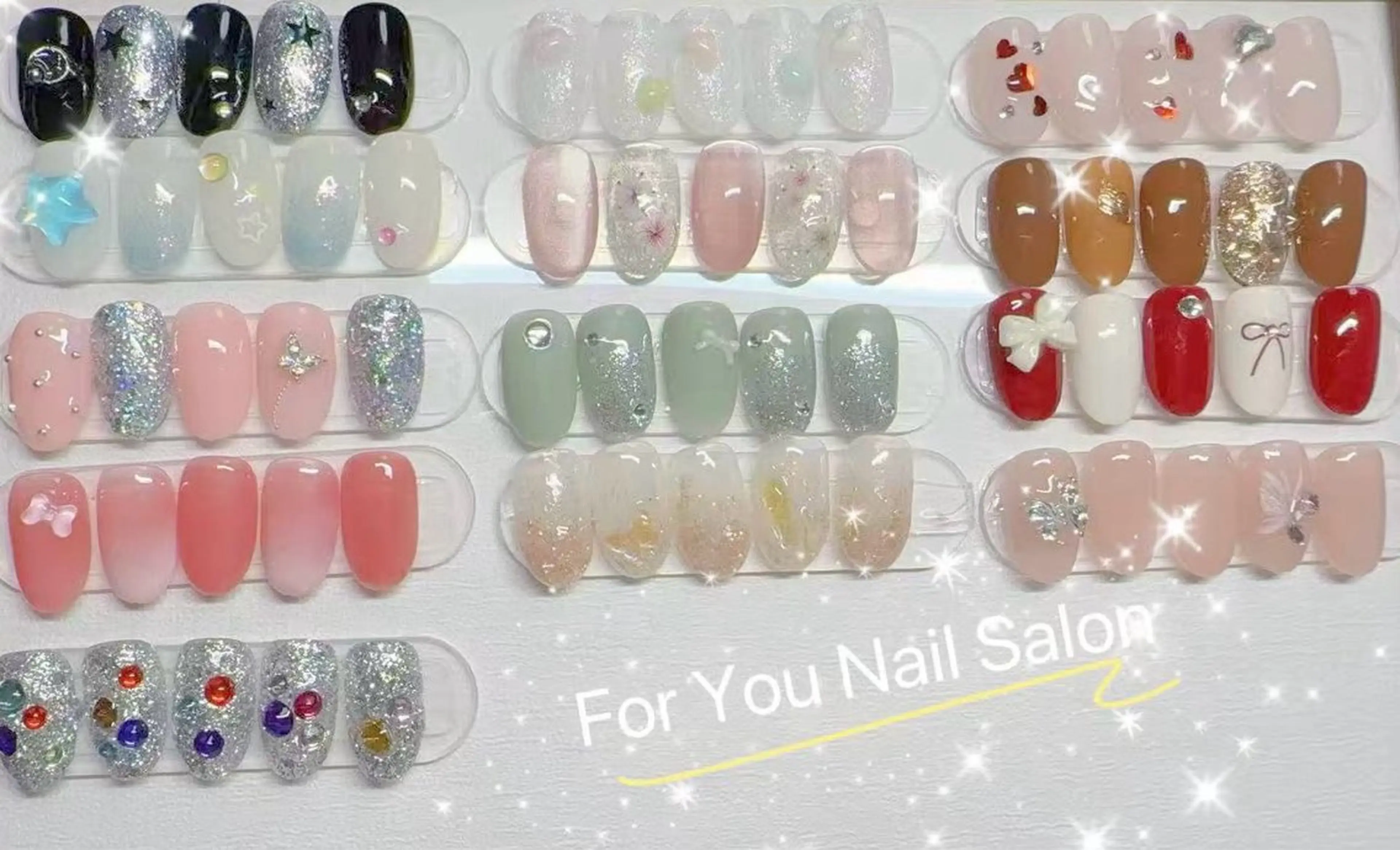ネイル アートネイル チークネイル 長さ出し フラッシュネイル キラキラネイル ハンドネイル ハンドケア For you. Nail Salonのネイルデザイン