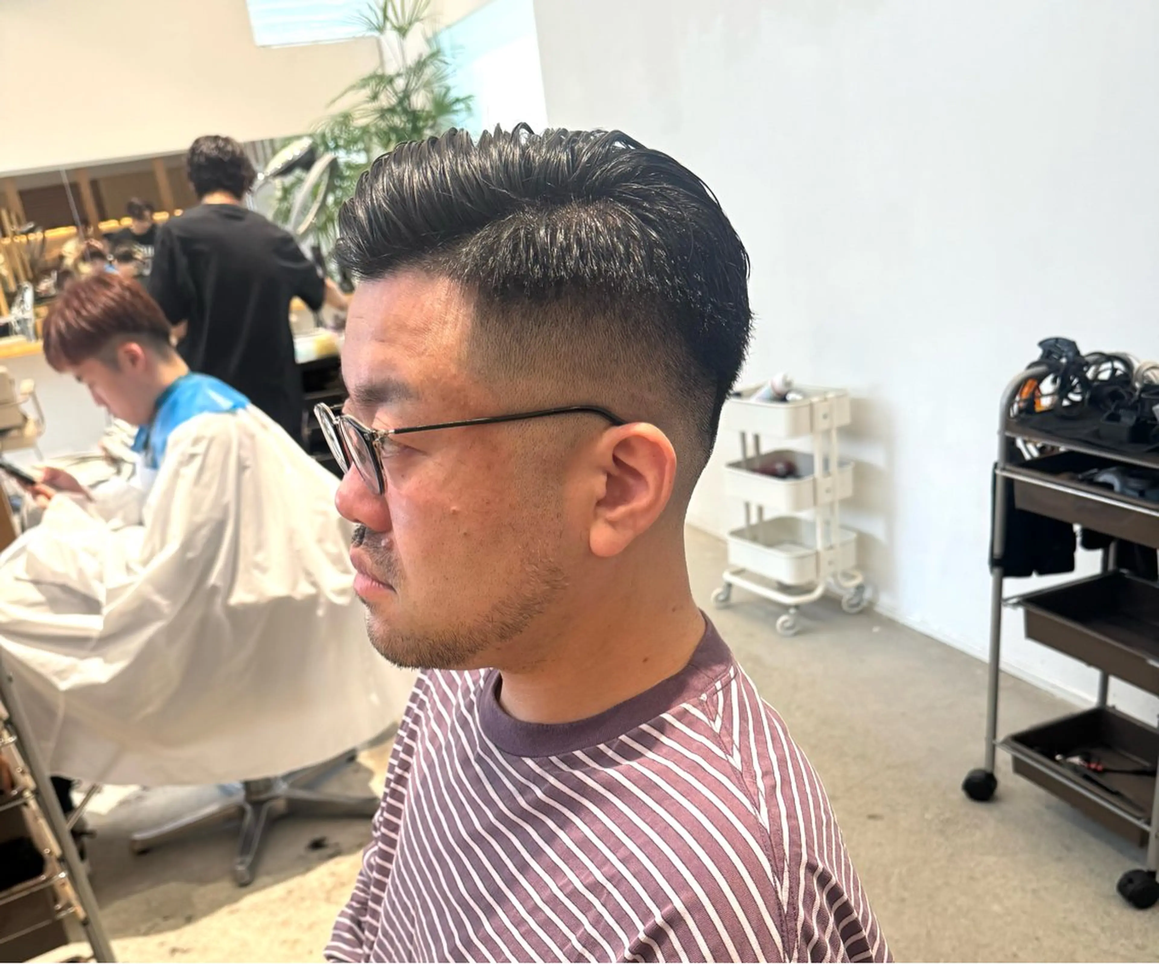 ショート パーマ メンズ 七三 カット パーマ トリートメント 服部 雄輝のヘアスタイル