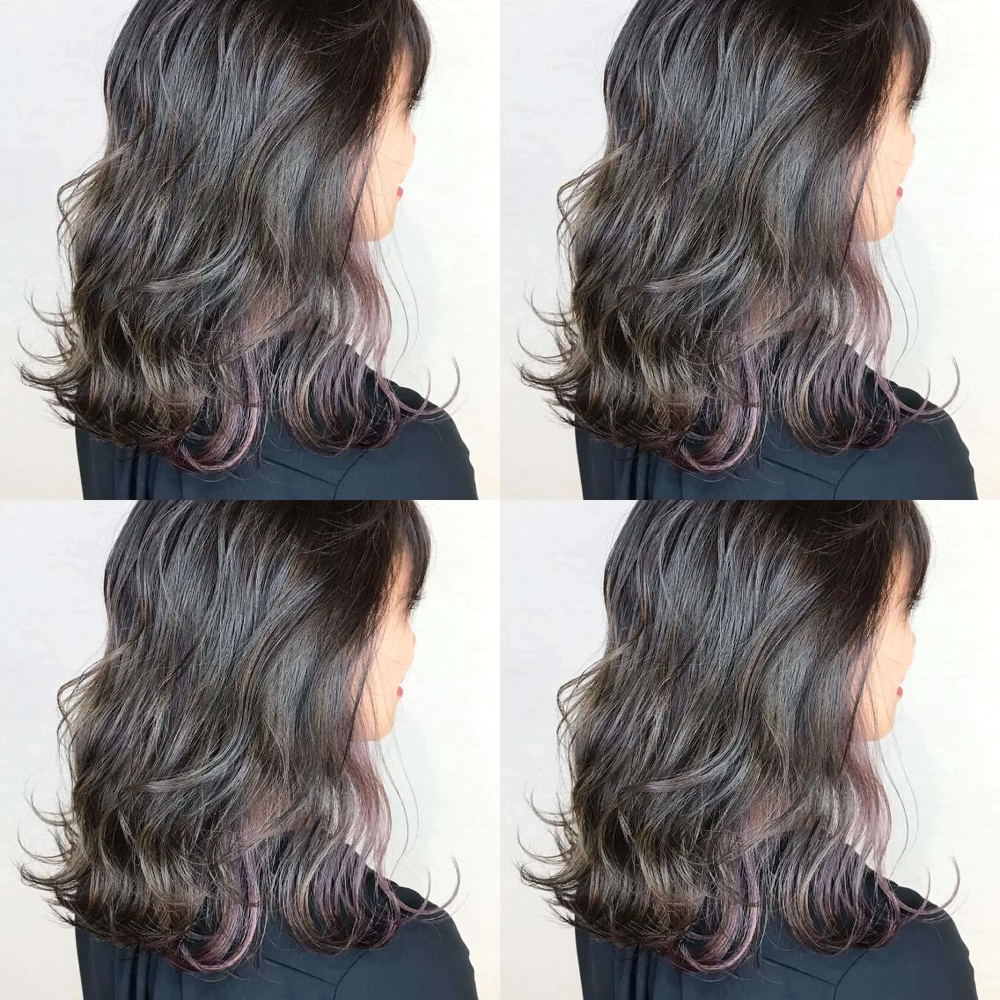 ミディアム カラー 韓国レイヤーカット/ ダブルカラーのヘアスタイル