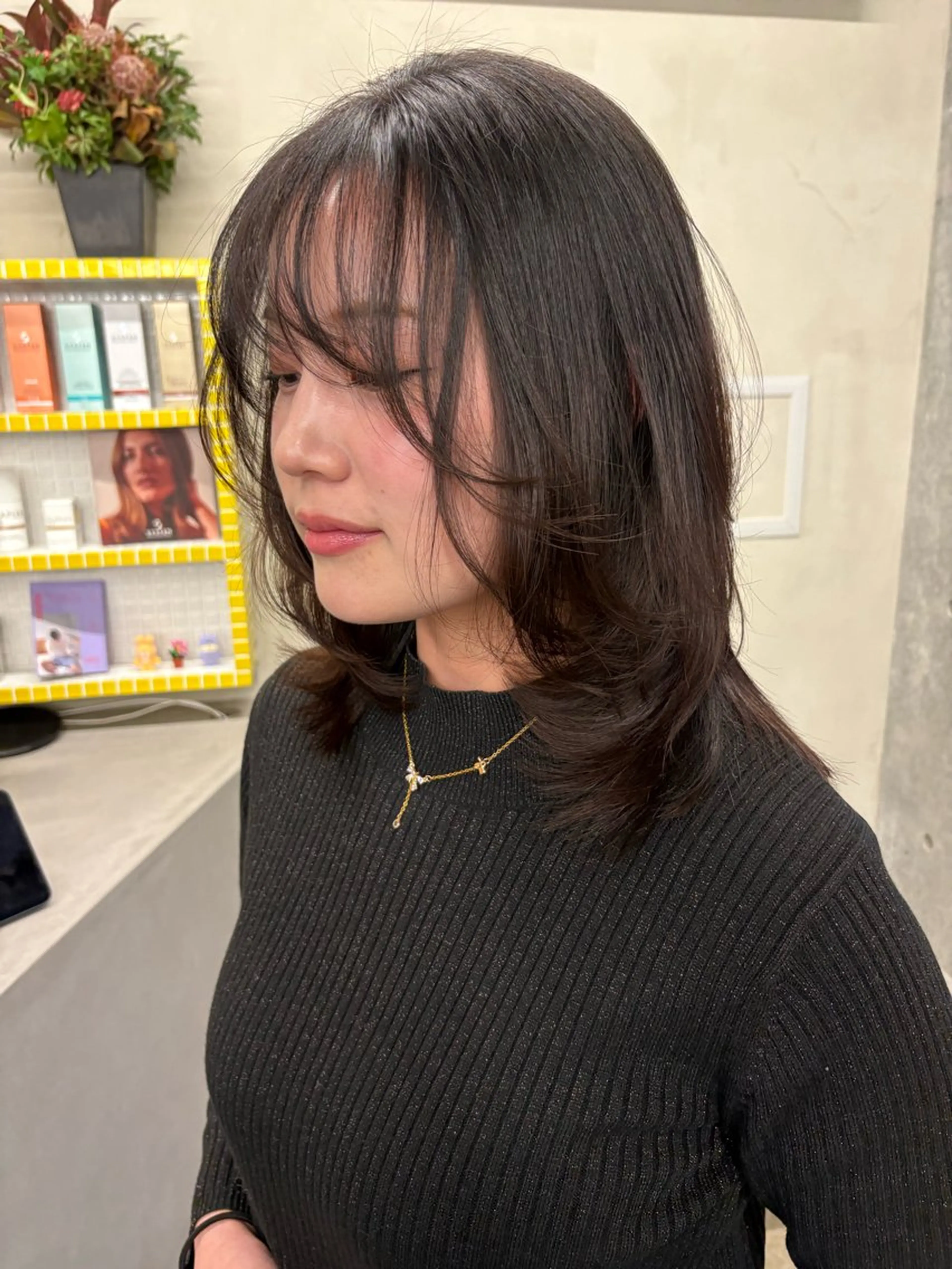 ミディアム カラー カット ヘアカラー トリートメント レイヤー/柔色 カラー/SAkiのヘアスタイル