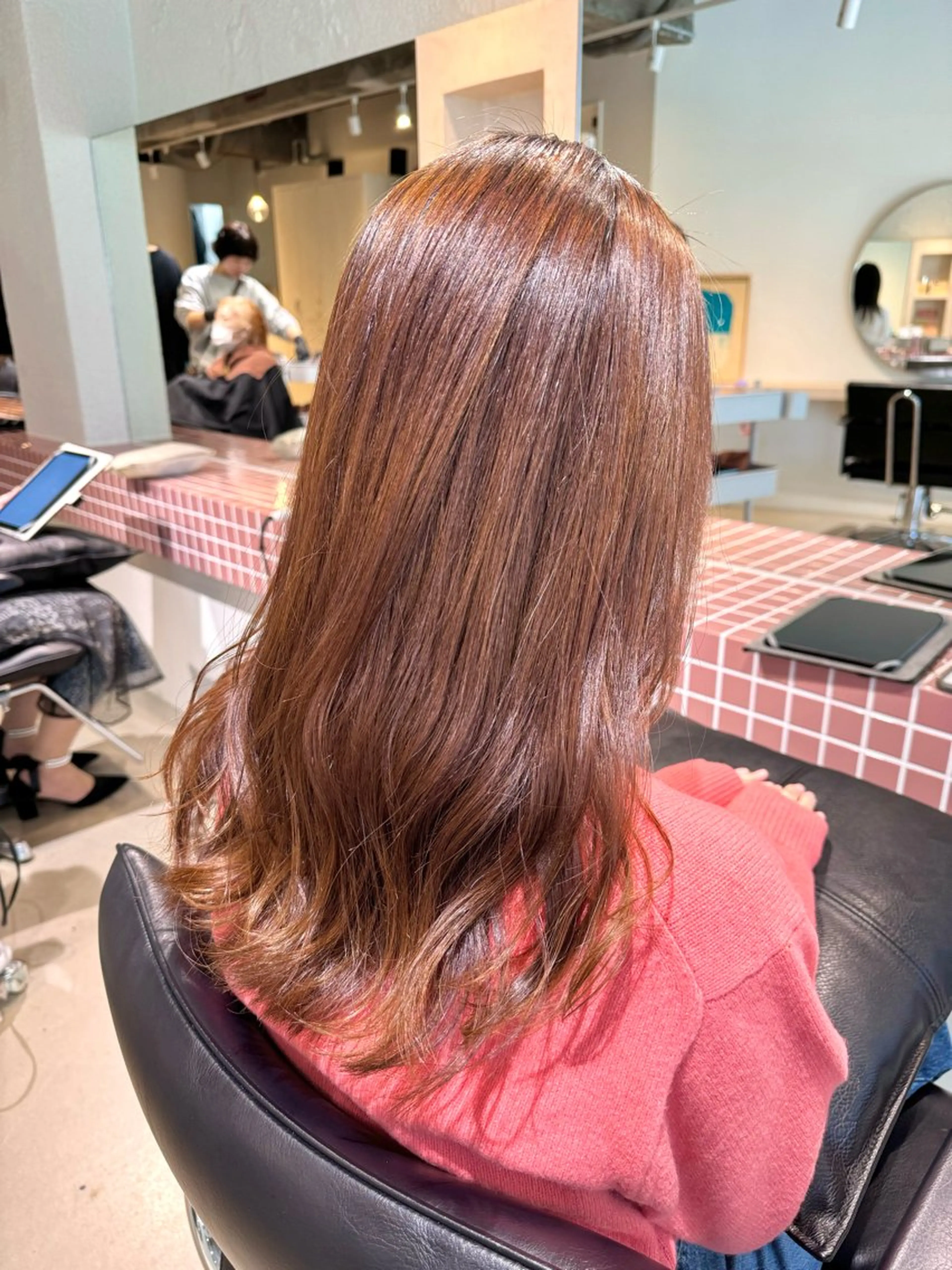 セミロング アッシュ ボブ 髪質改善 レイヤーカット 縮毛矯正 髪質改善スペシャリス ト長尾勇弥/梅田中津のヘアスタイル