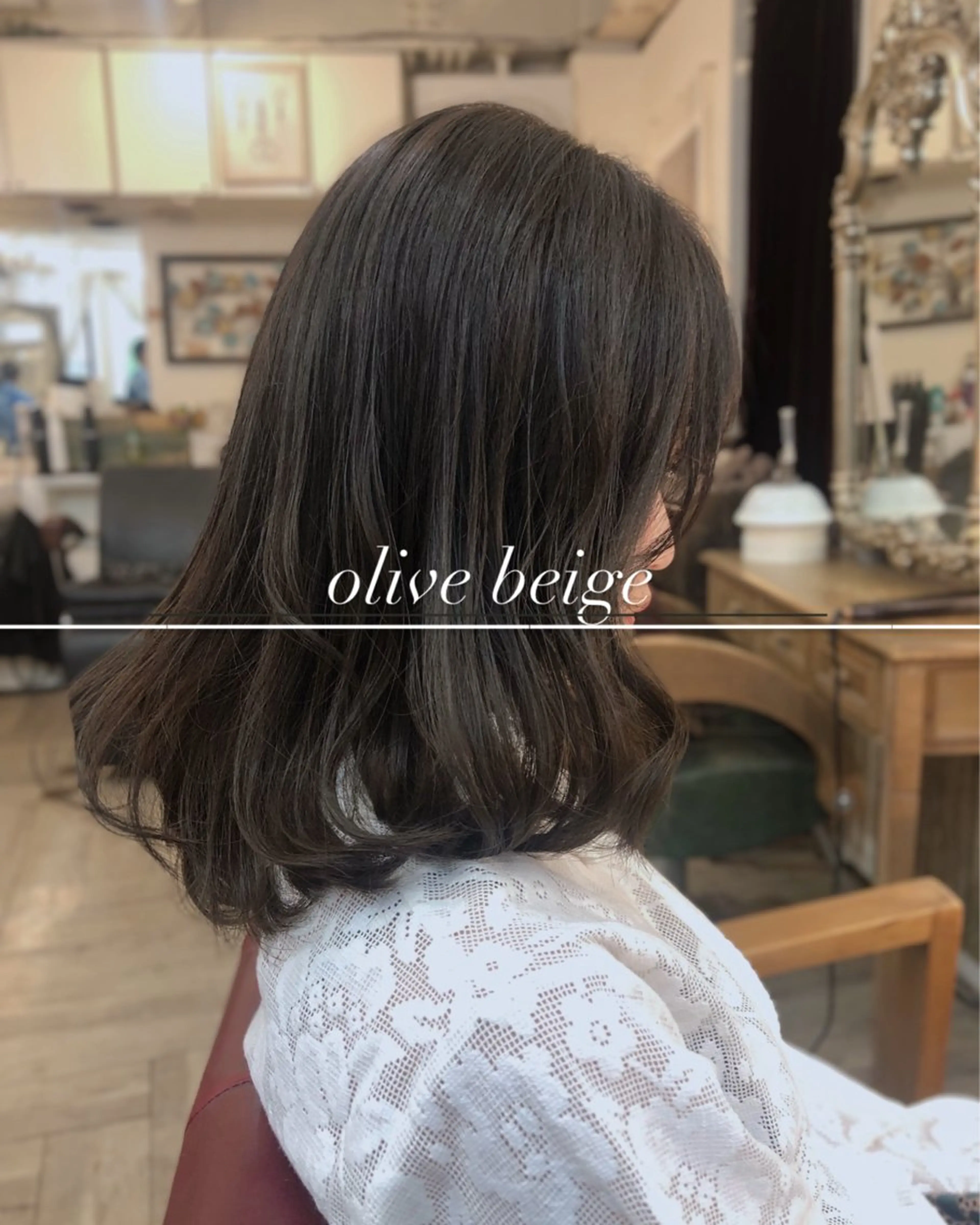 ミディアム ヘアカラー ❤︎大人シック ベージュrihoのヘアスタイル