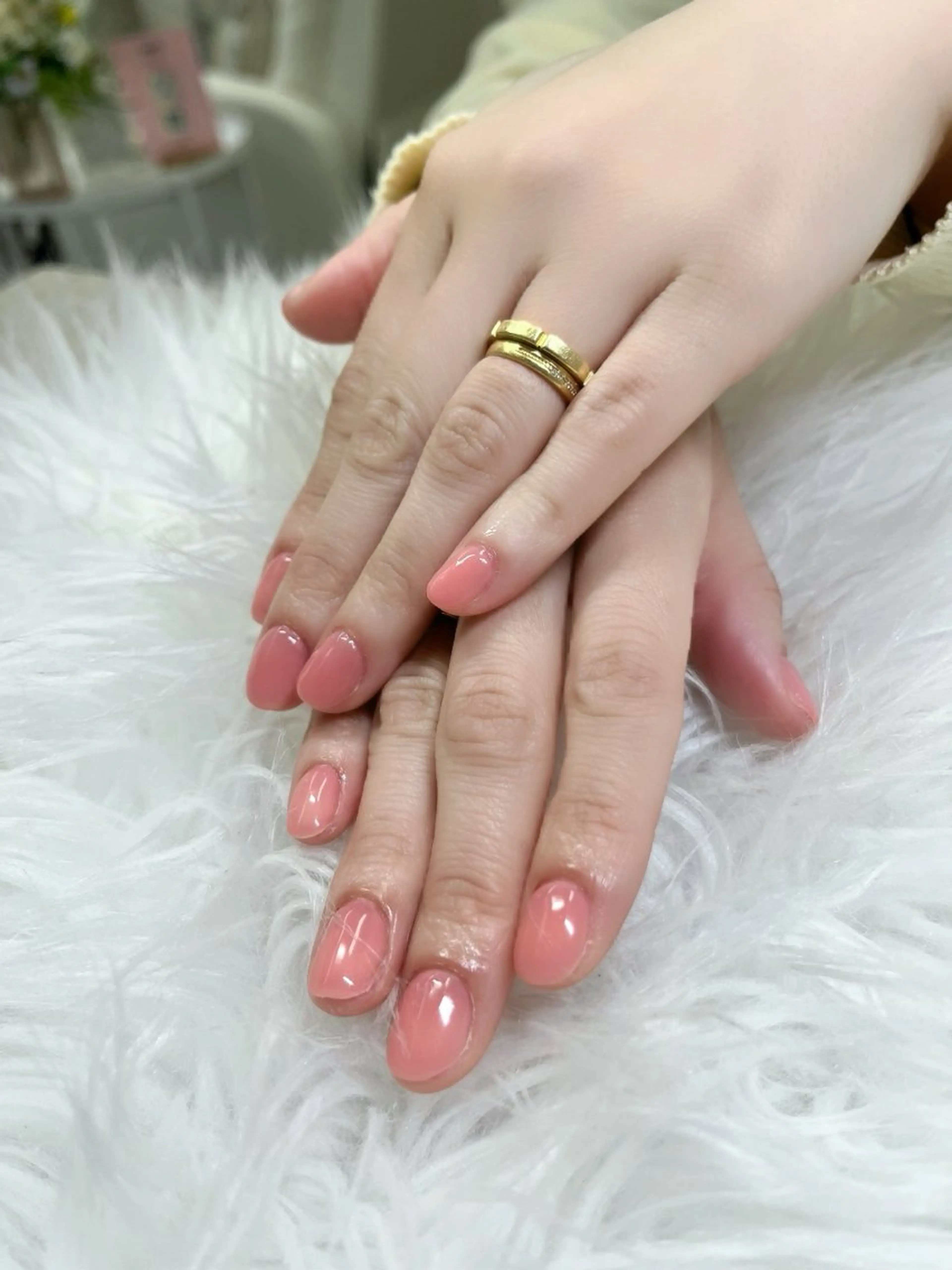 ネイル オフィスネイル ワンカラーネイル ピンク シンプルネイル 春ネイル ハンドネイル フットネイル chai 上本町 sakuraのネイルデザイン