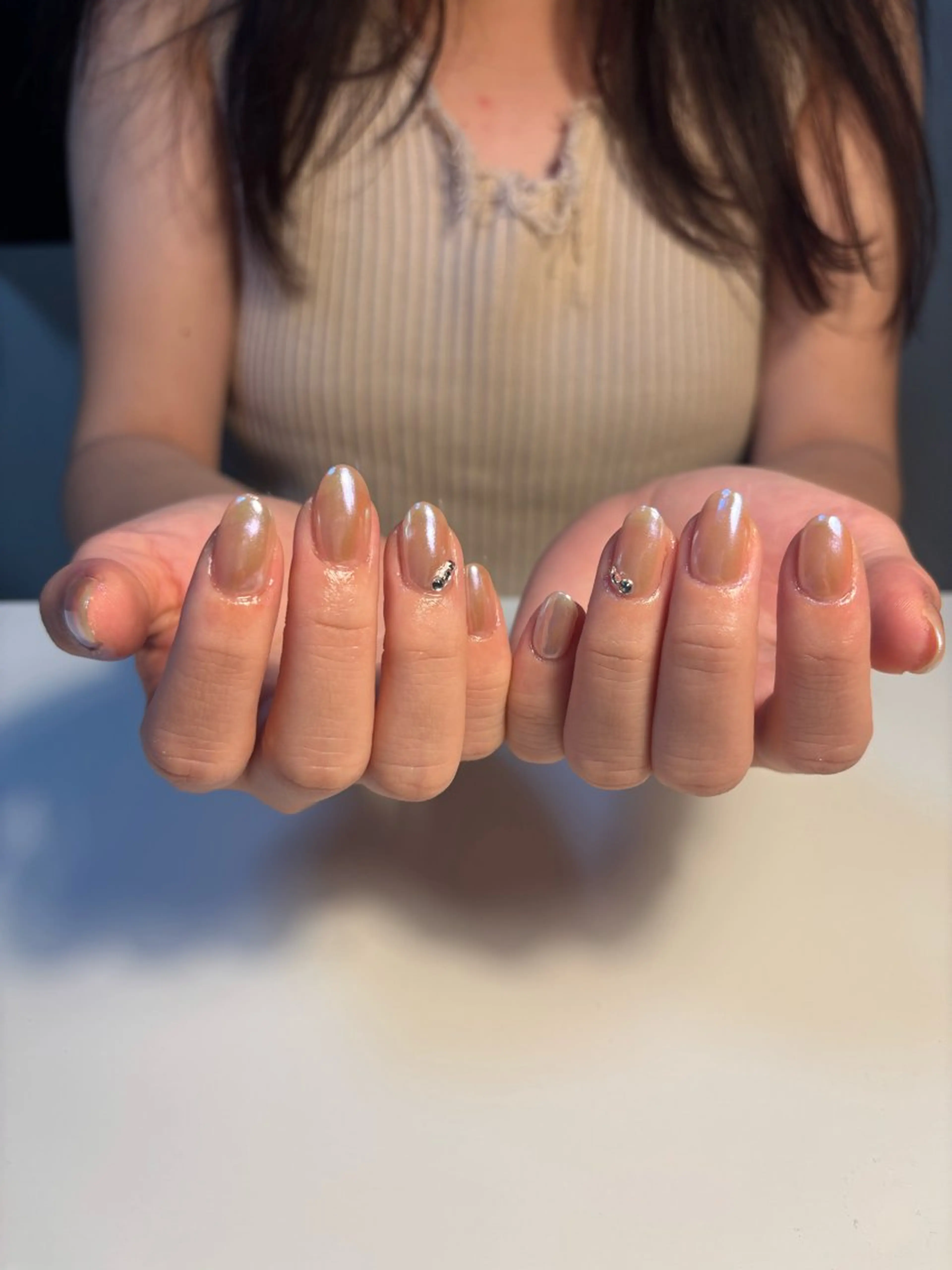 ネイル オーロラネイル キラキラネイル ミラーネイル シンプルネイル Riho nailのネイルデザイン