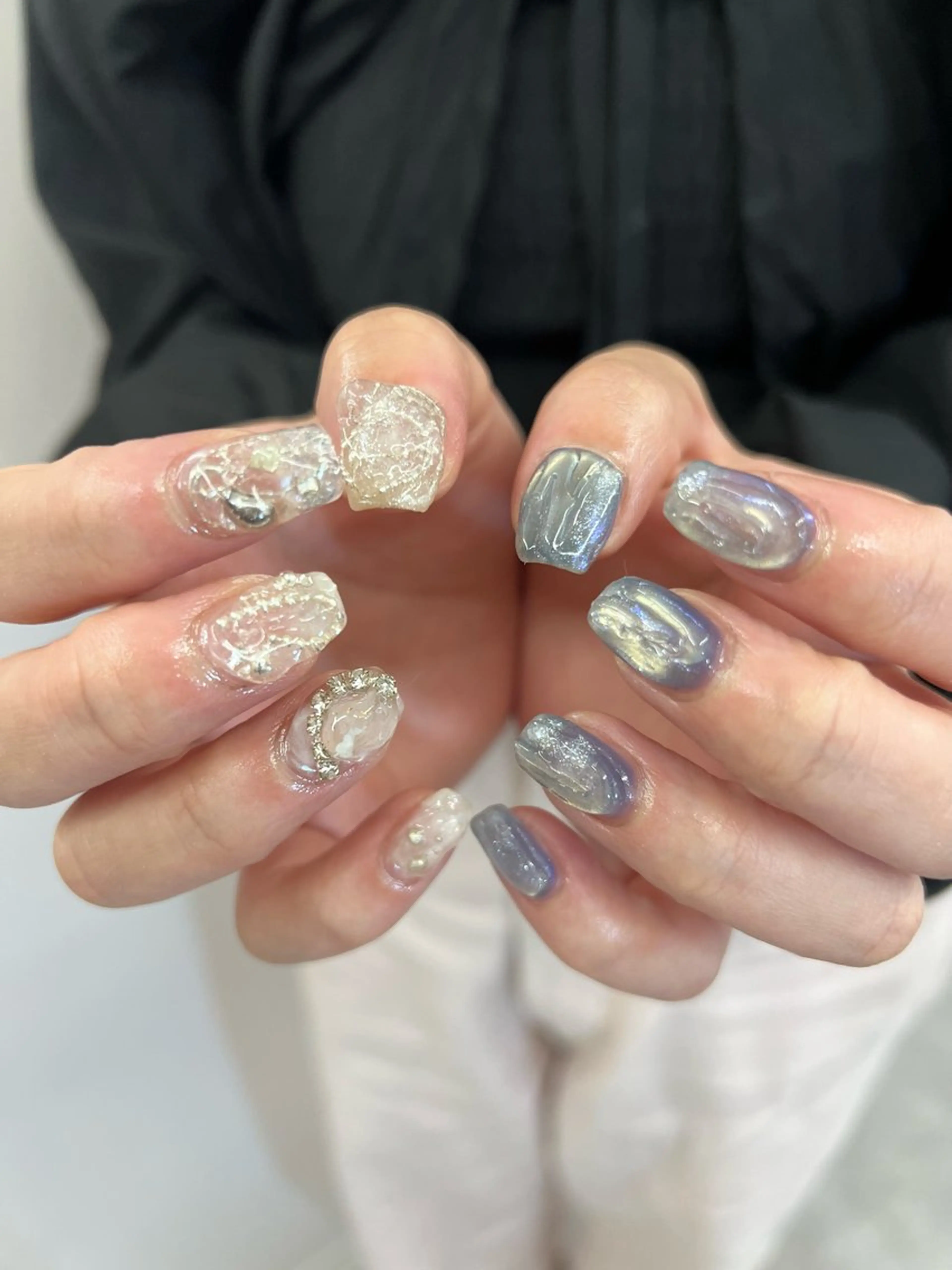 ネイル クリアネイル ジェルネイル マグネットネイル ニュアンスネイル パラジェル ハンドネイル ハンドケア Bana_ Nailのネイルデザイン