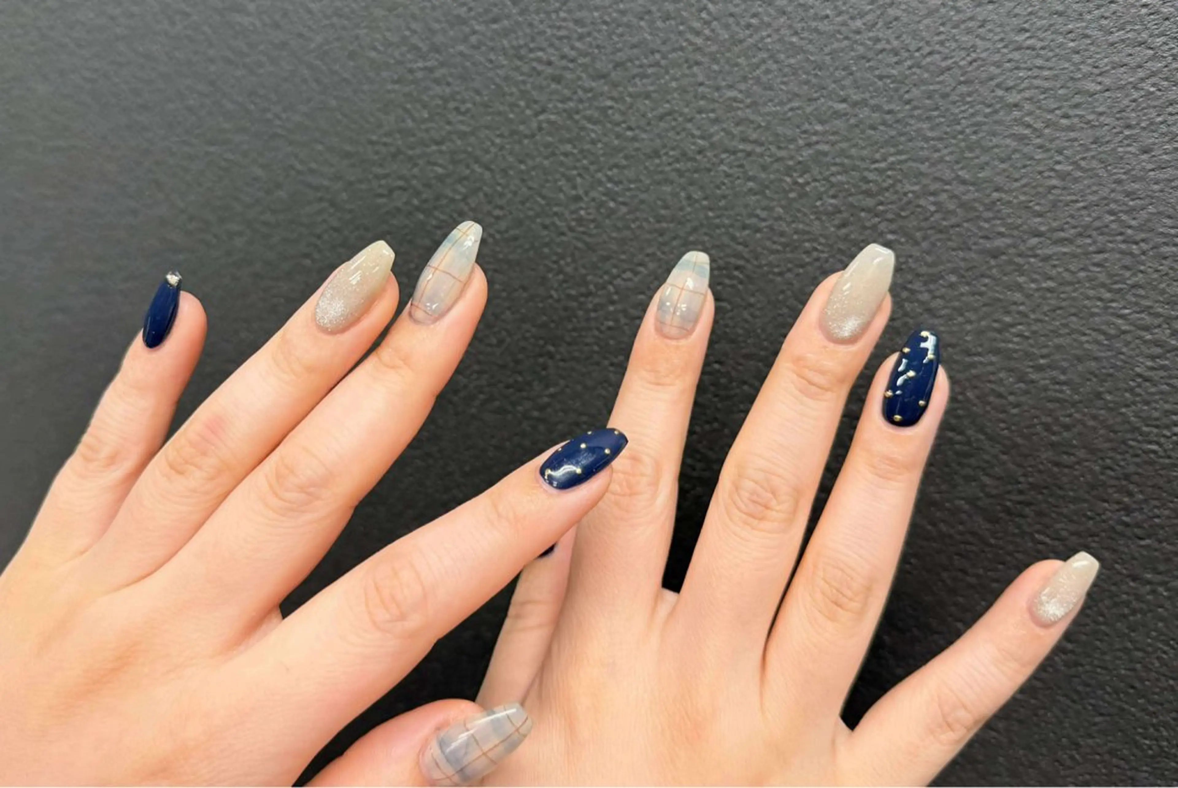 ネイル 韓国ネイル 持ち込み ニュアンスネイル ネイルチップ 冬ネイル RINN ANA.CHUOのネイルデザイン