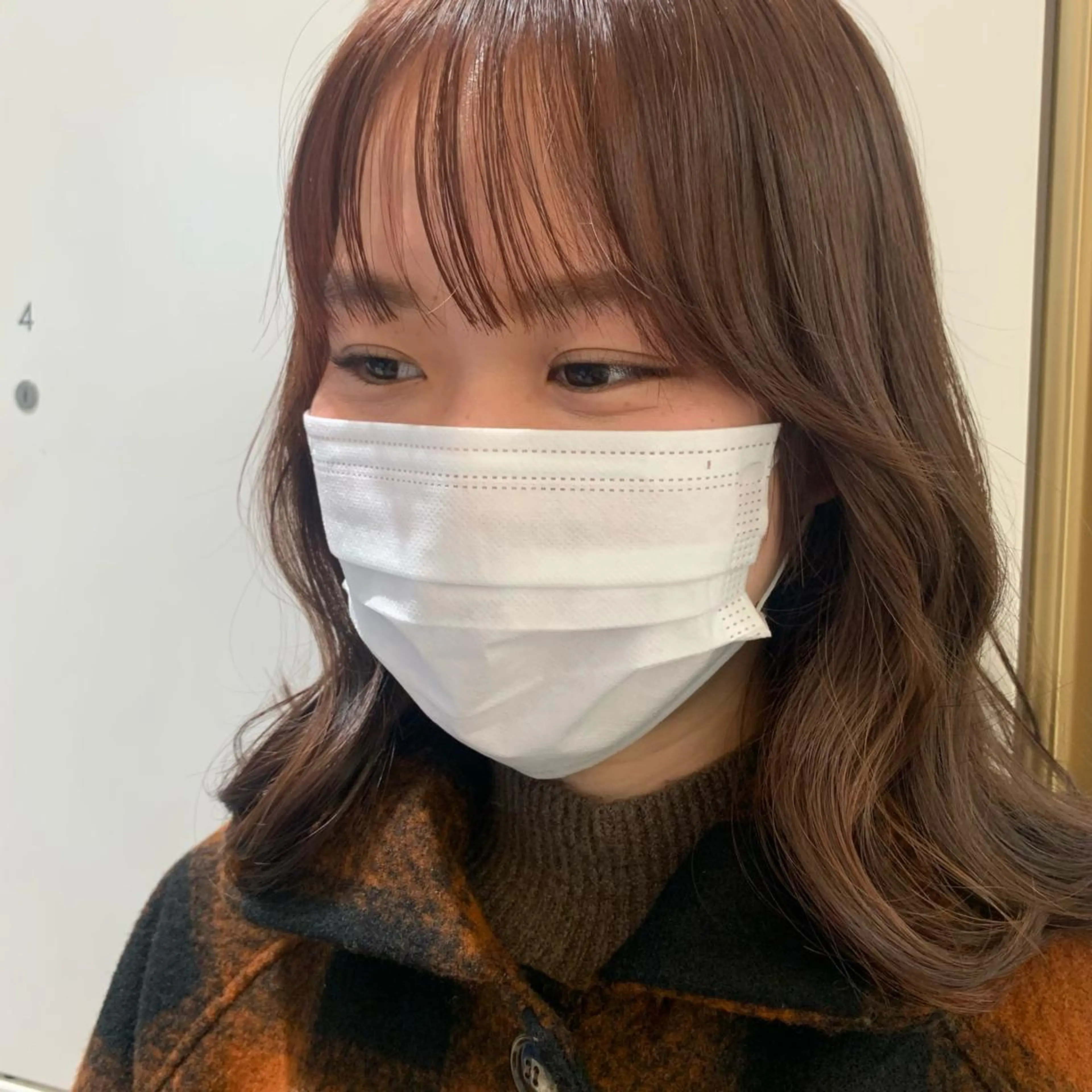 ミディアム カラー ブラウンカラー オレンジ オレンジブラウン ヘアカラー トリートメント ウスイ ハルカのヘアスタイル