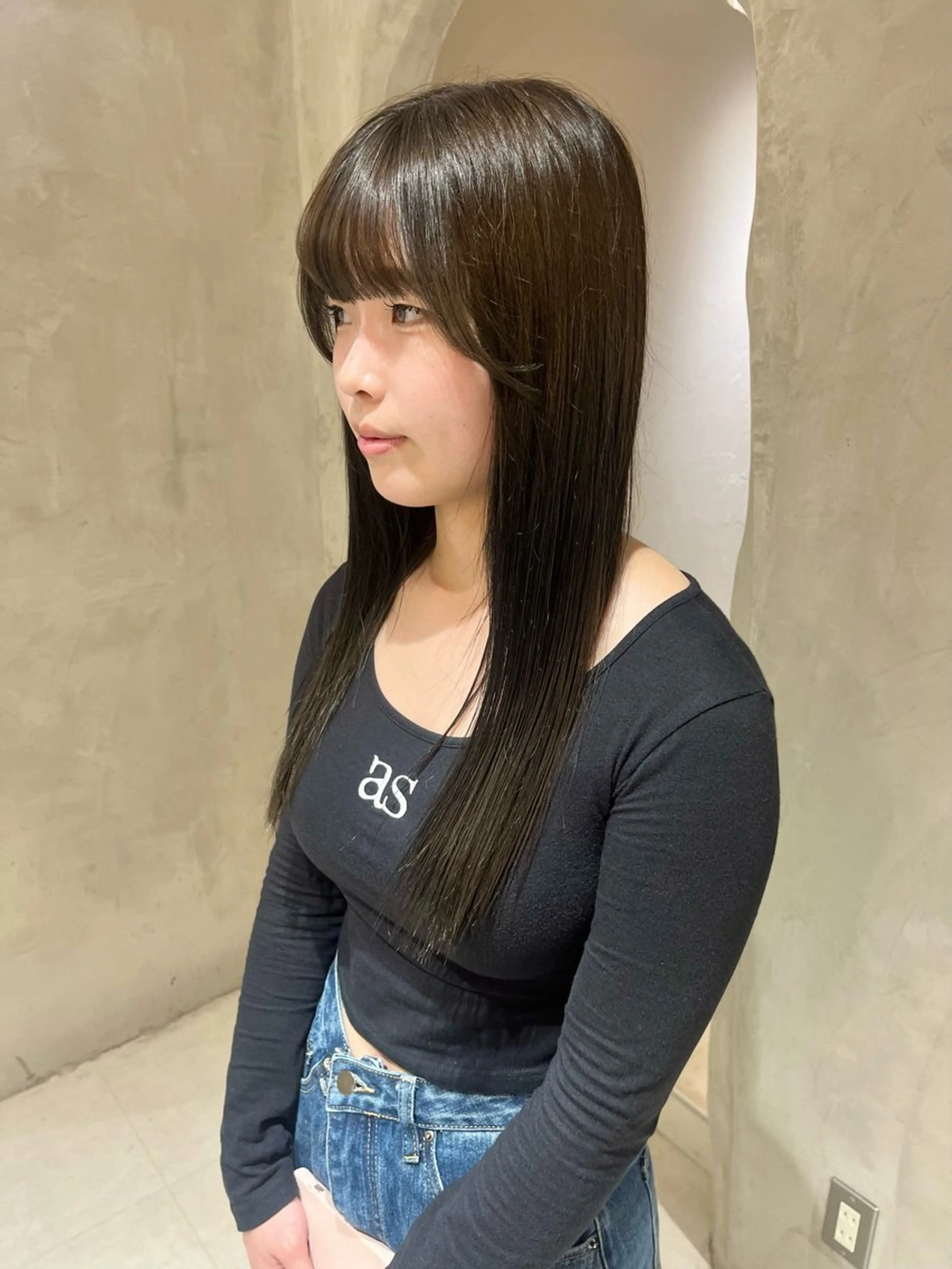 ロング カラー カット ヘアカラー トリートメント effect横浜所属・切りっぱなしボブ/ 艶カラー/綾莉のヘアスタイル