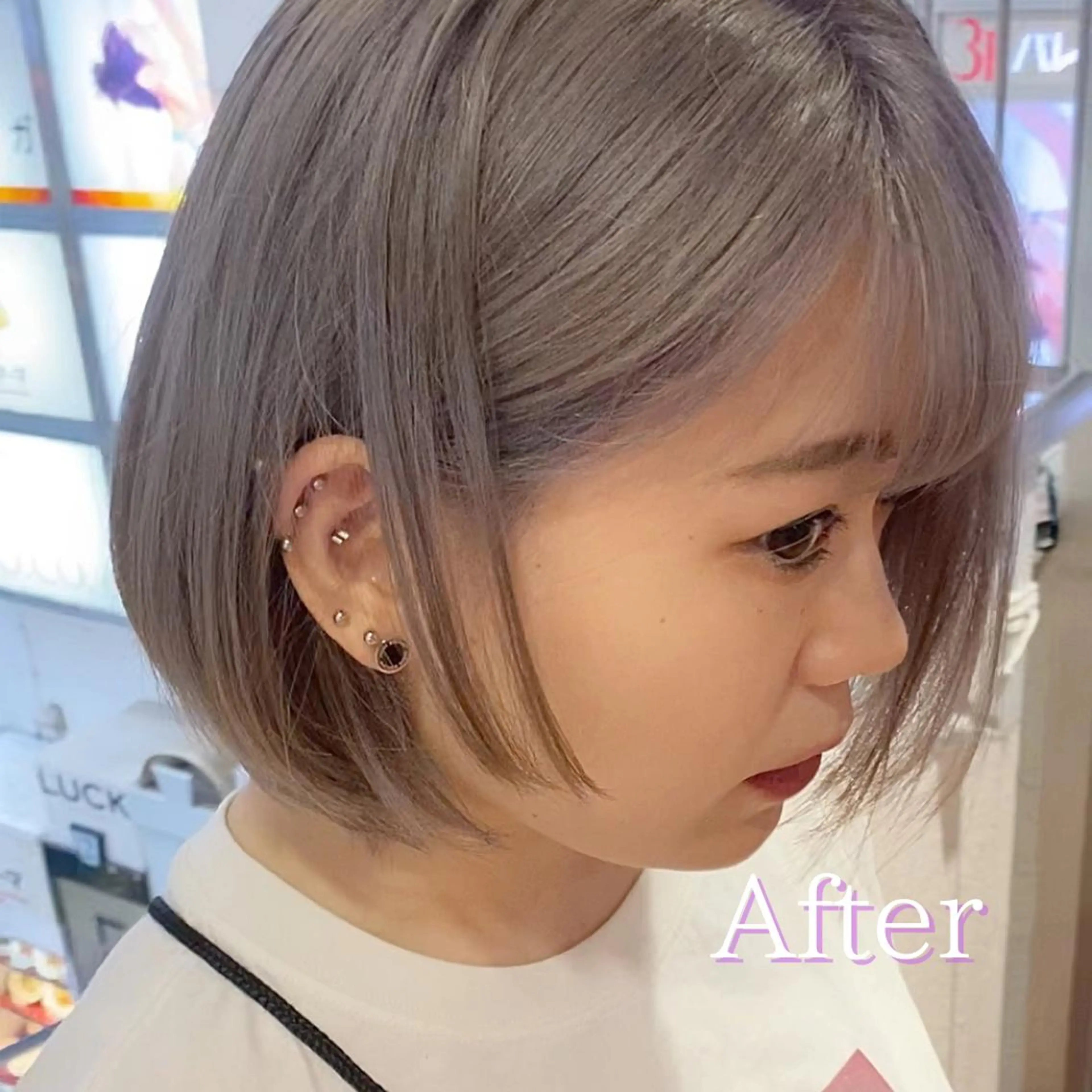 ショート カラー ヘアカラー トリートメント レイヤー/ベージュ カラー/ハシモトのヘアスタイル