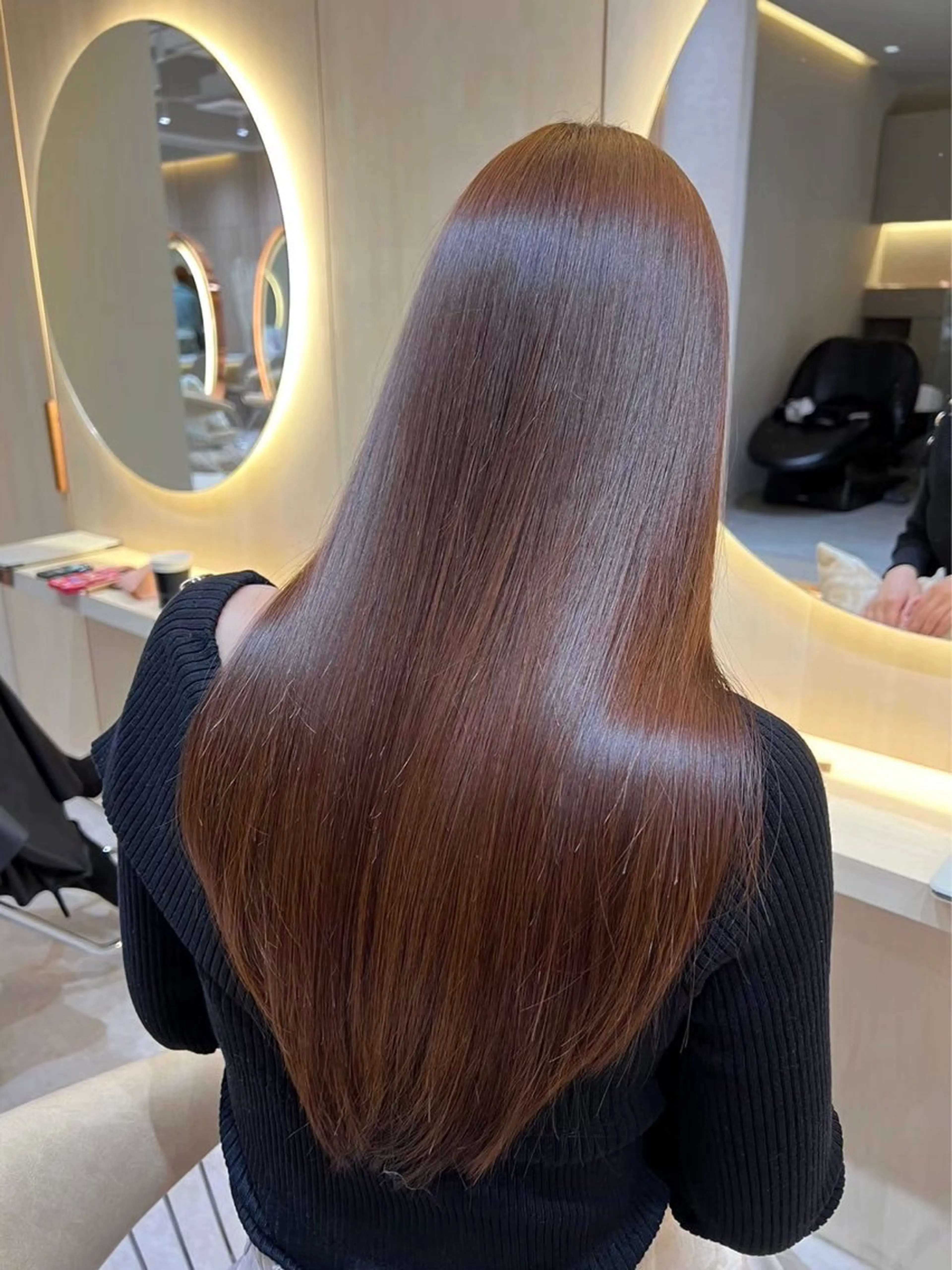 ロング カット ヘアカラー 縮毛矯正 トリートメント ❤️ブリーチなし💚 ダブルカラー平野実花のヘアスタイル