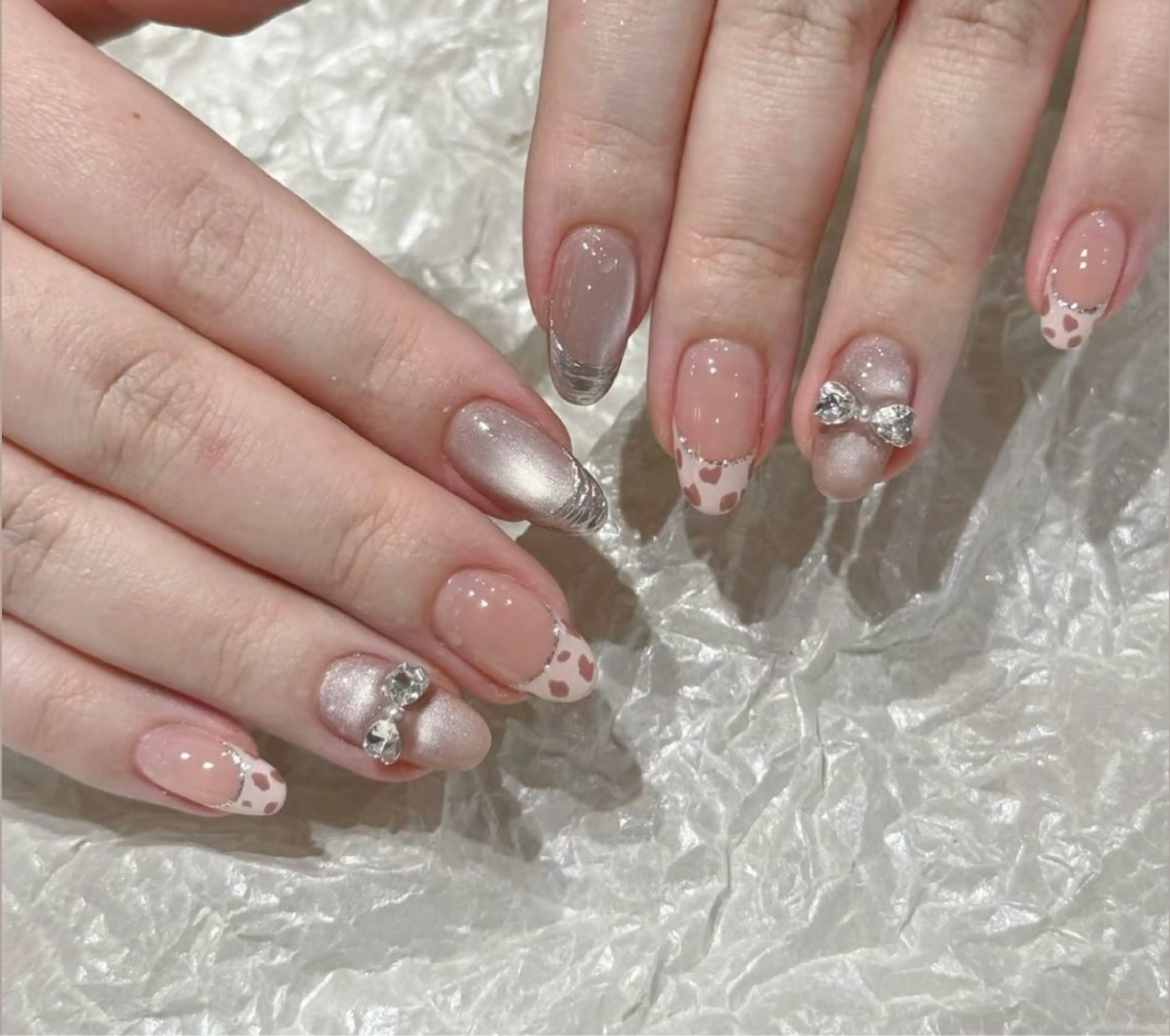 ネイル フレンチネイル リボン ハンドネイル TABI ANA.CHUOのネイルデザイン