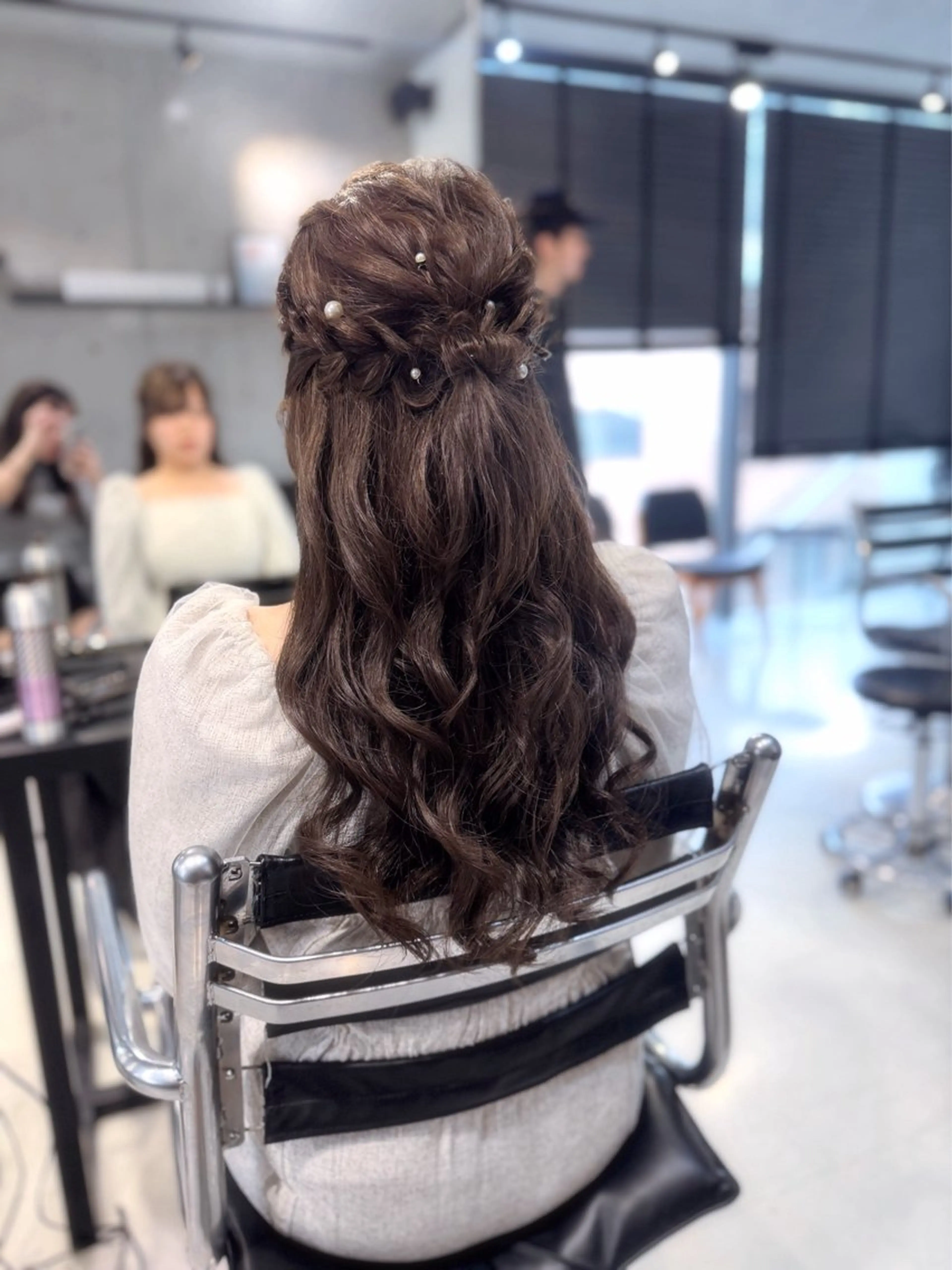 ロング カラー パーマ ヘアアレンジ 透明感/オリーブ/ グレージュ/YUKAのヘアスタイル