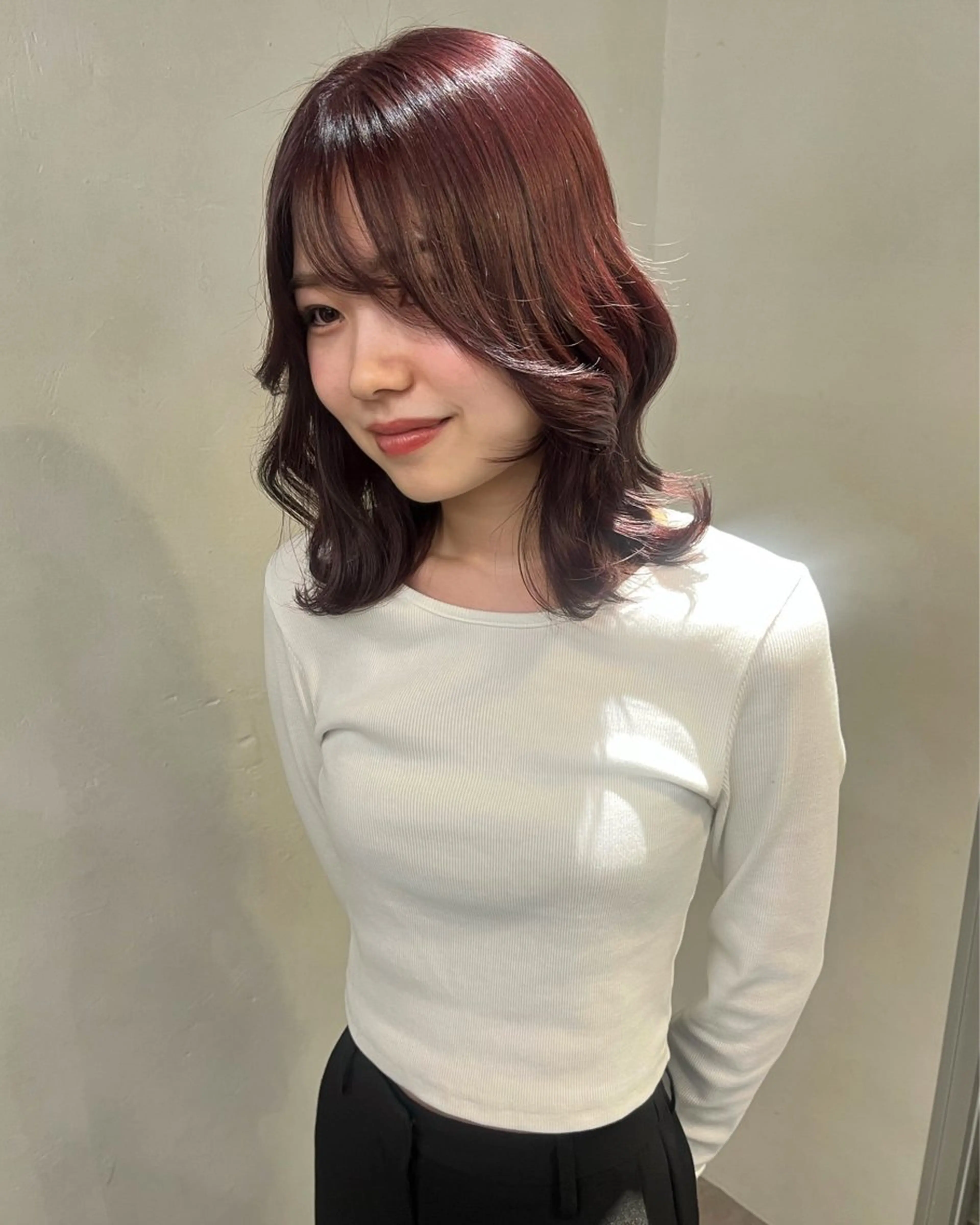ミディアム カラー ボルドーカラー ブラウンカラー カットモデル募集中 Yui🎀✨のヘアスタイル